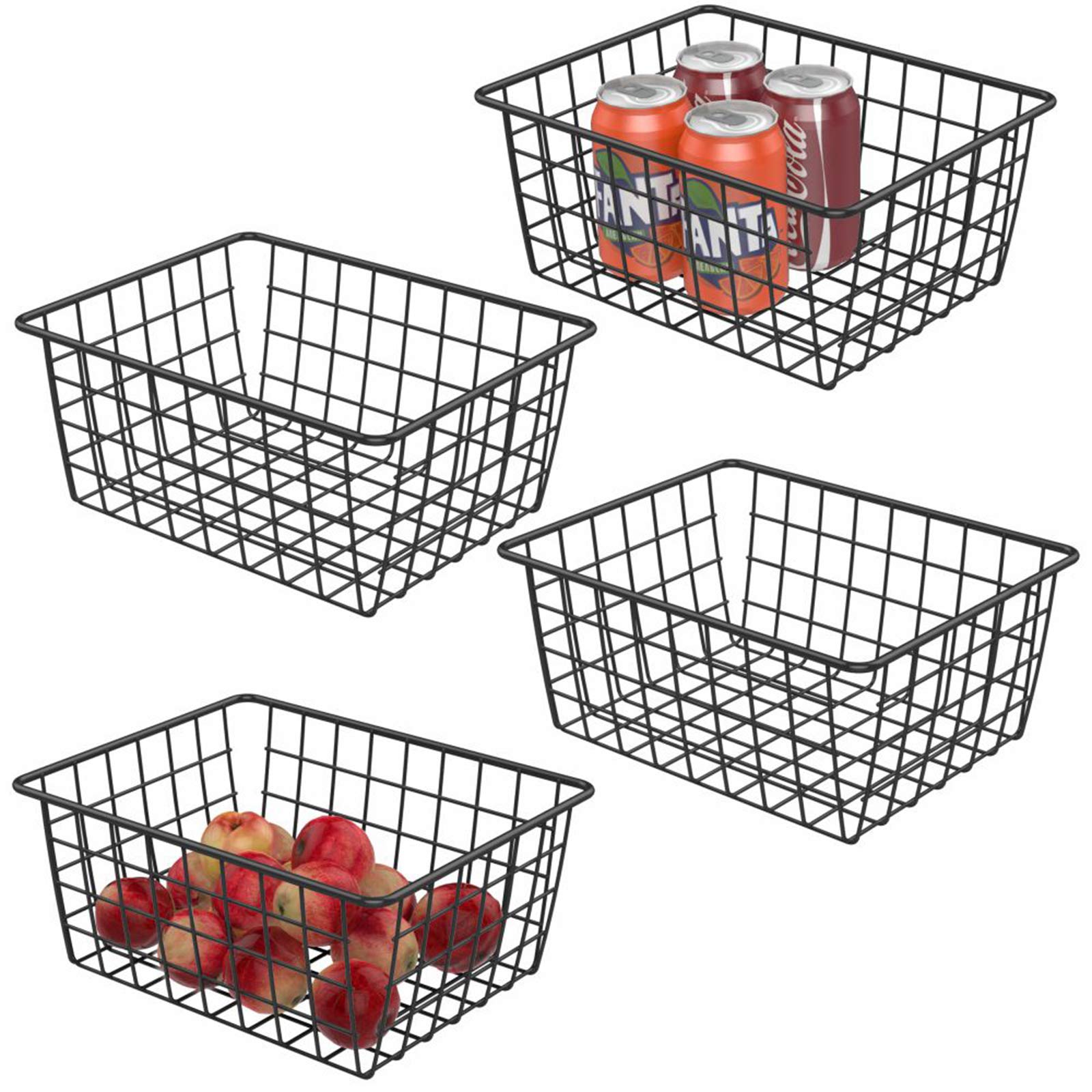 Pantry Organizer, Ispecle 4 Pack Small Pantry Organizers And Storage With Handles, Sorting Storage Easy Access Durable Wire Bask