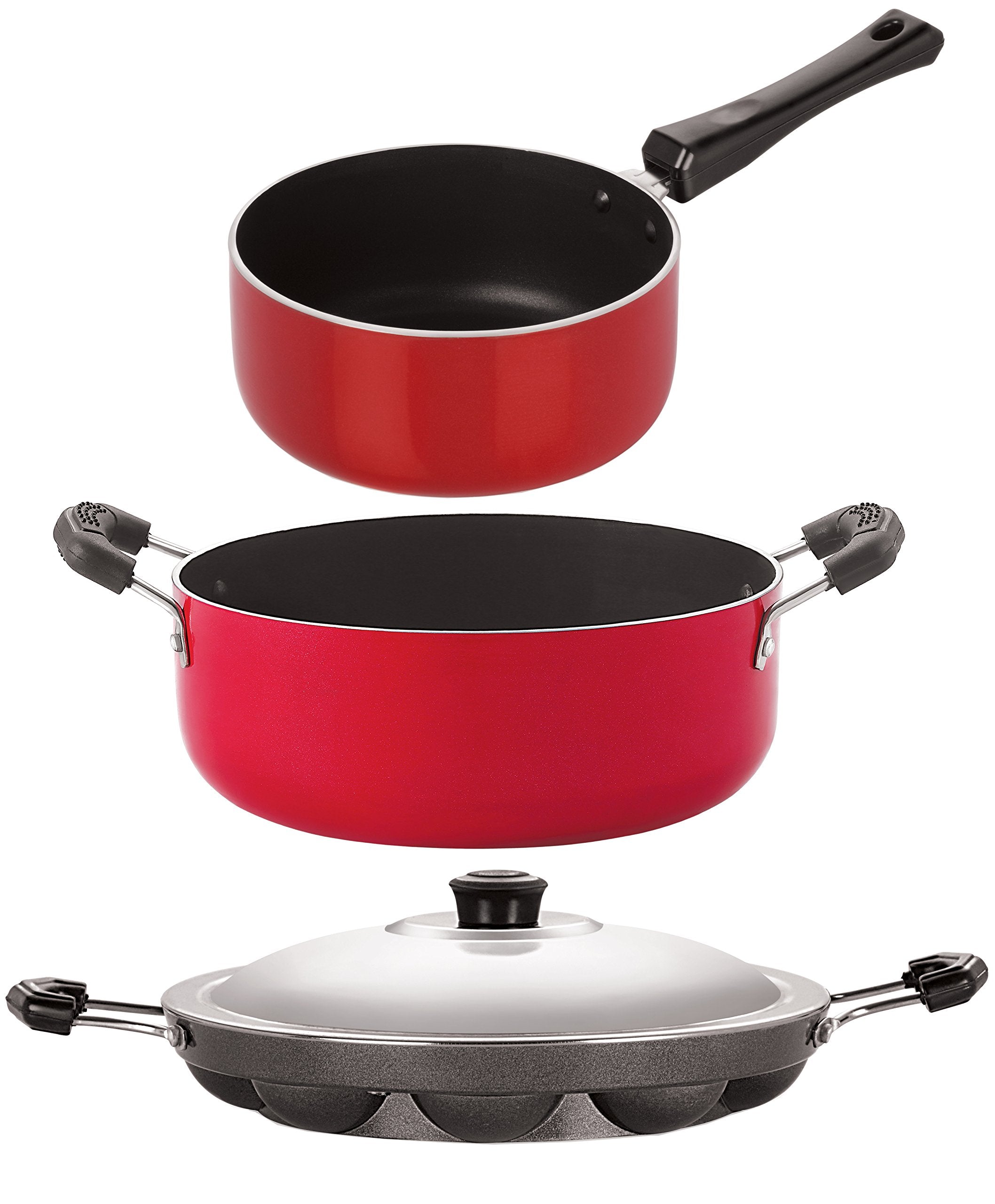 Nirlon NonStick Aluminium Gas Compatible Kitchenware Essential Set With Heat Resistance Bakelite Handle