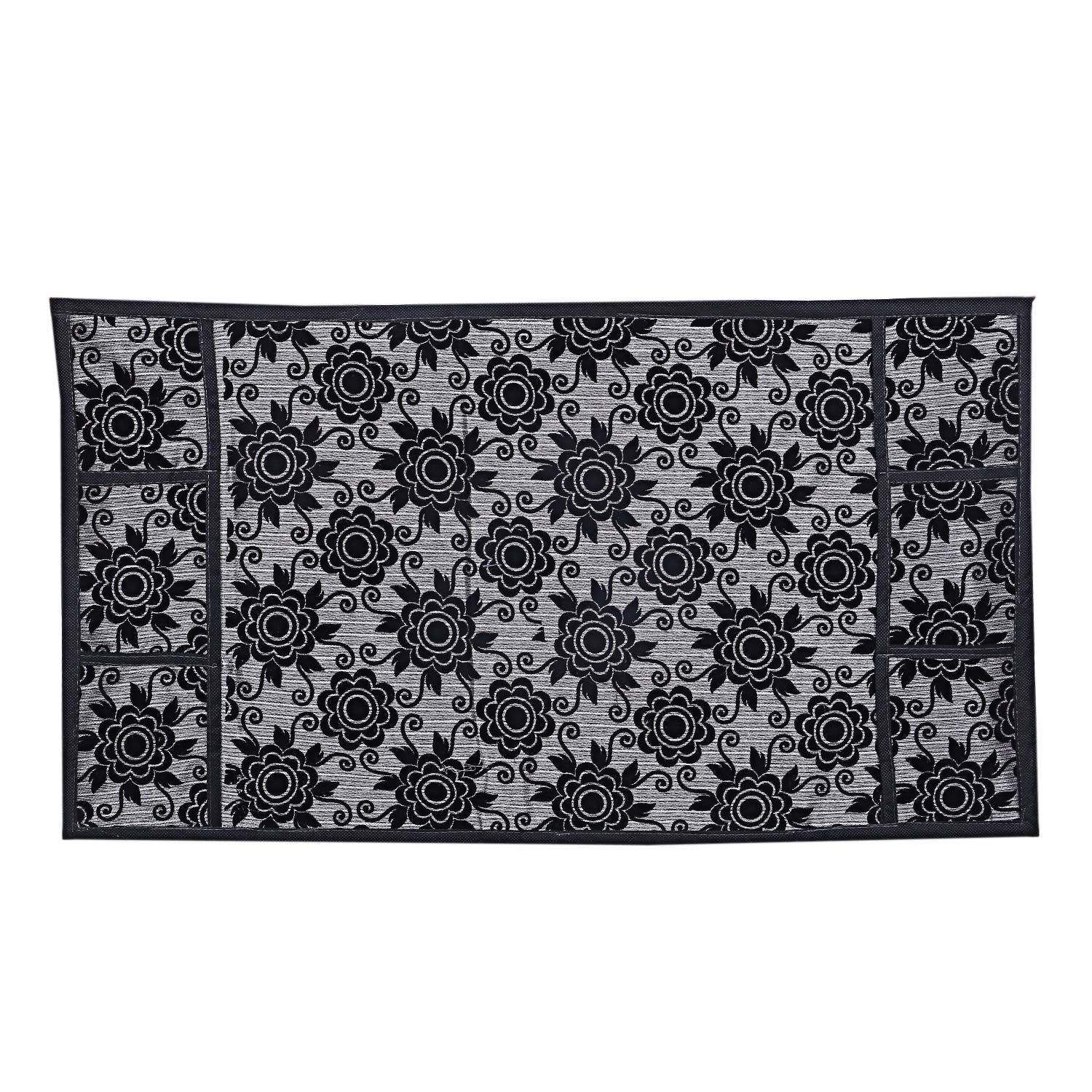 Kuber Industries Floral Design Cotton Fridge Top Cover 37''X21'' (Black), Ctktc013848