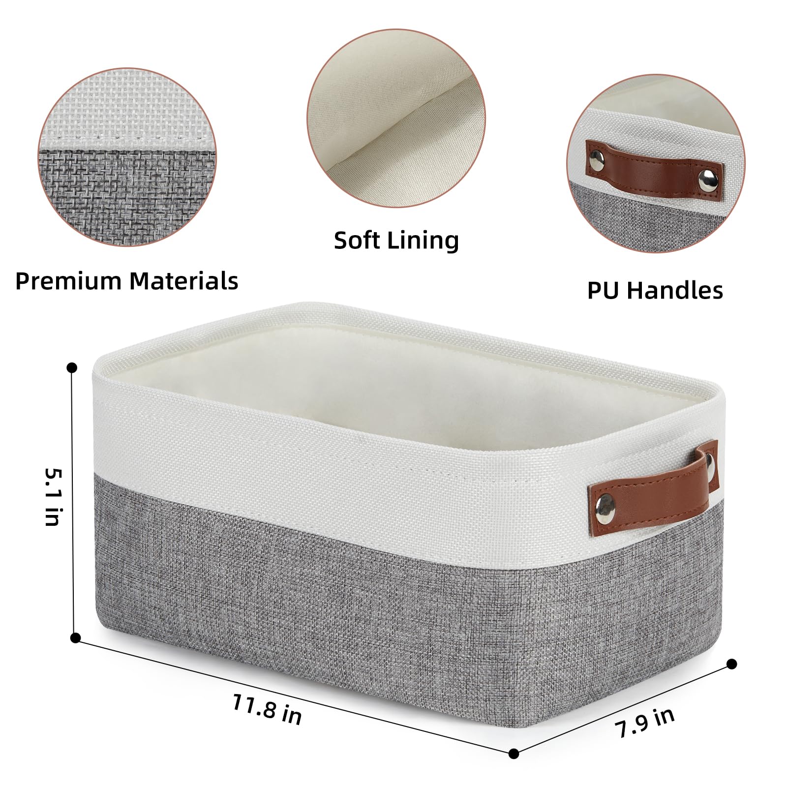 Dullemelo Storage Baskets For Shelves, Small Fabric Storage Bins With Handles, Decorative Foldable Closet Storage Baskets For Or