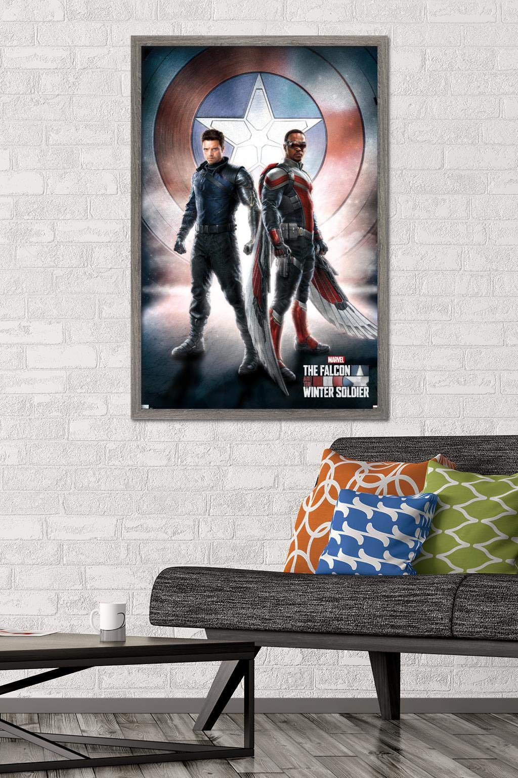 Trends International Marvel Television - Falcon And Winter Soldier - One Sheet Wall Poster, 22.375'' X 34'', Barnwood Framed Ver