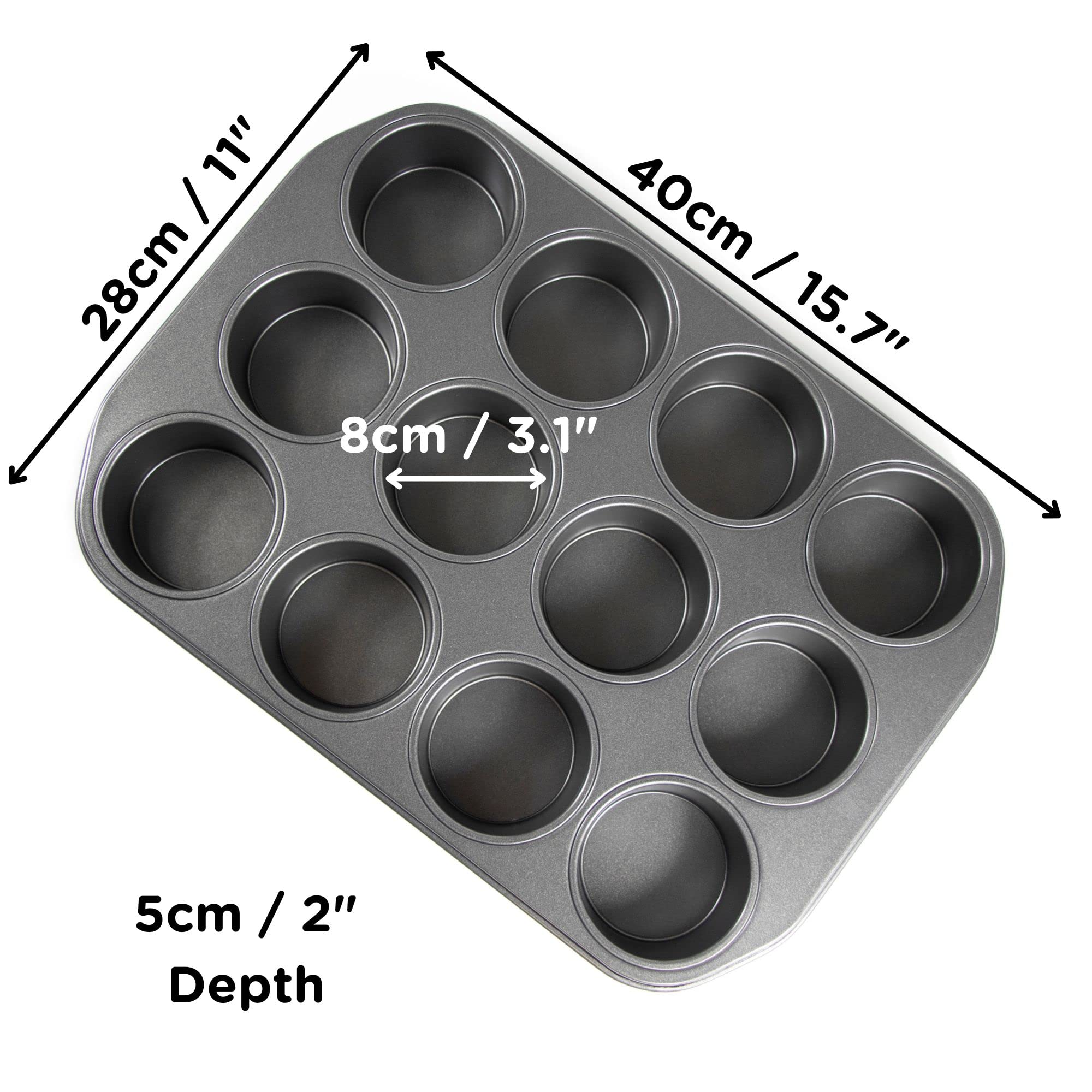 Wrenbury Pro Mini Cheesecake Pans Removable Bottom 12 Hole - Heavy Gauge Carbon Steel Muffin Cupcake Pan Loose Bottom Springform
