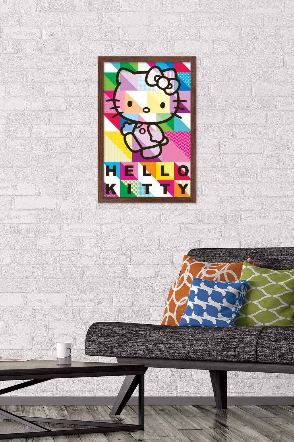 Trends International Hello Kitty - Patterns Wall Poster, 14.725'' X 22.375'', Mahogany Framed Version