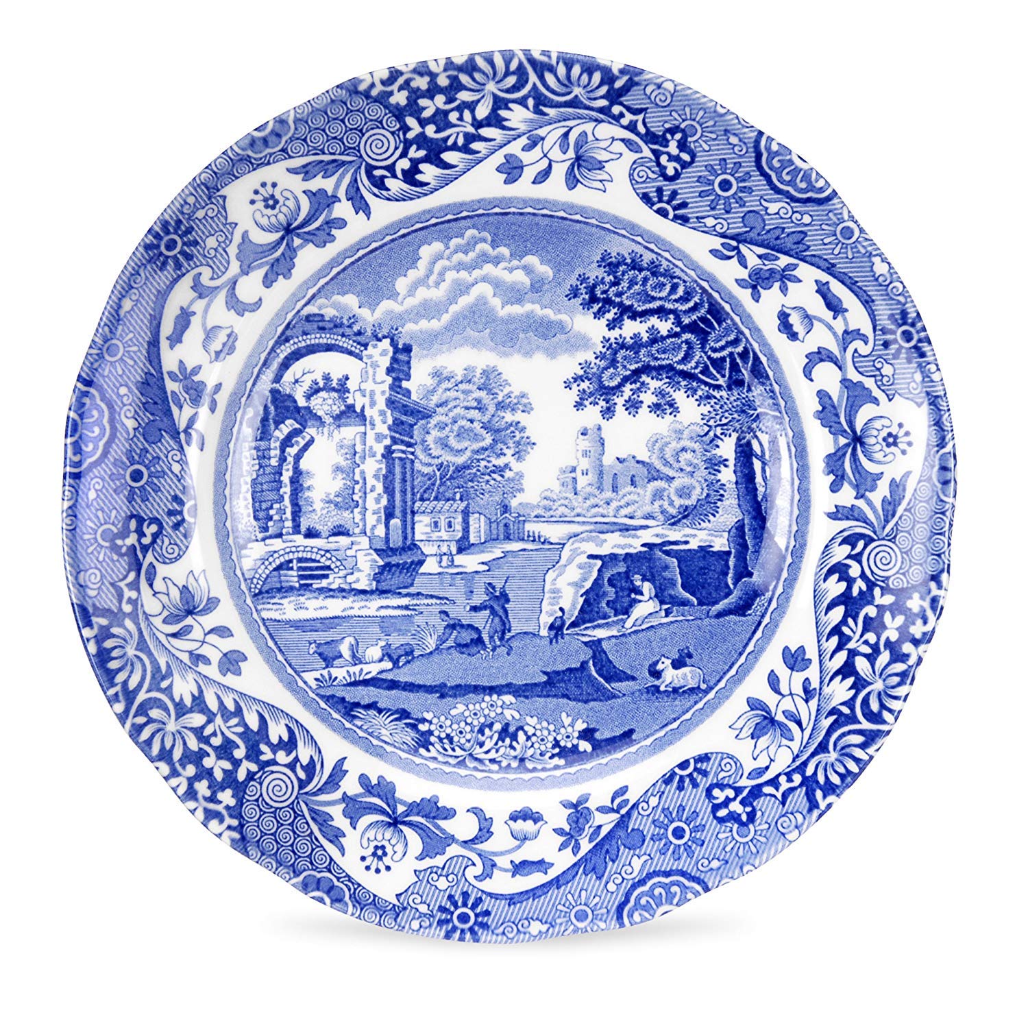 Spode Blue Italian Bread And Butter Plates | Set Of 4 | Dessert And Appetizer Plate | Small, Round Blue And White Plate | Measur