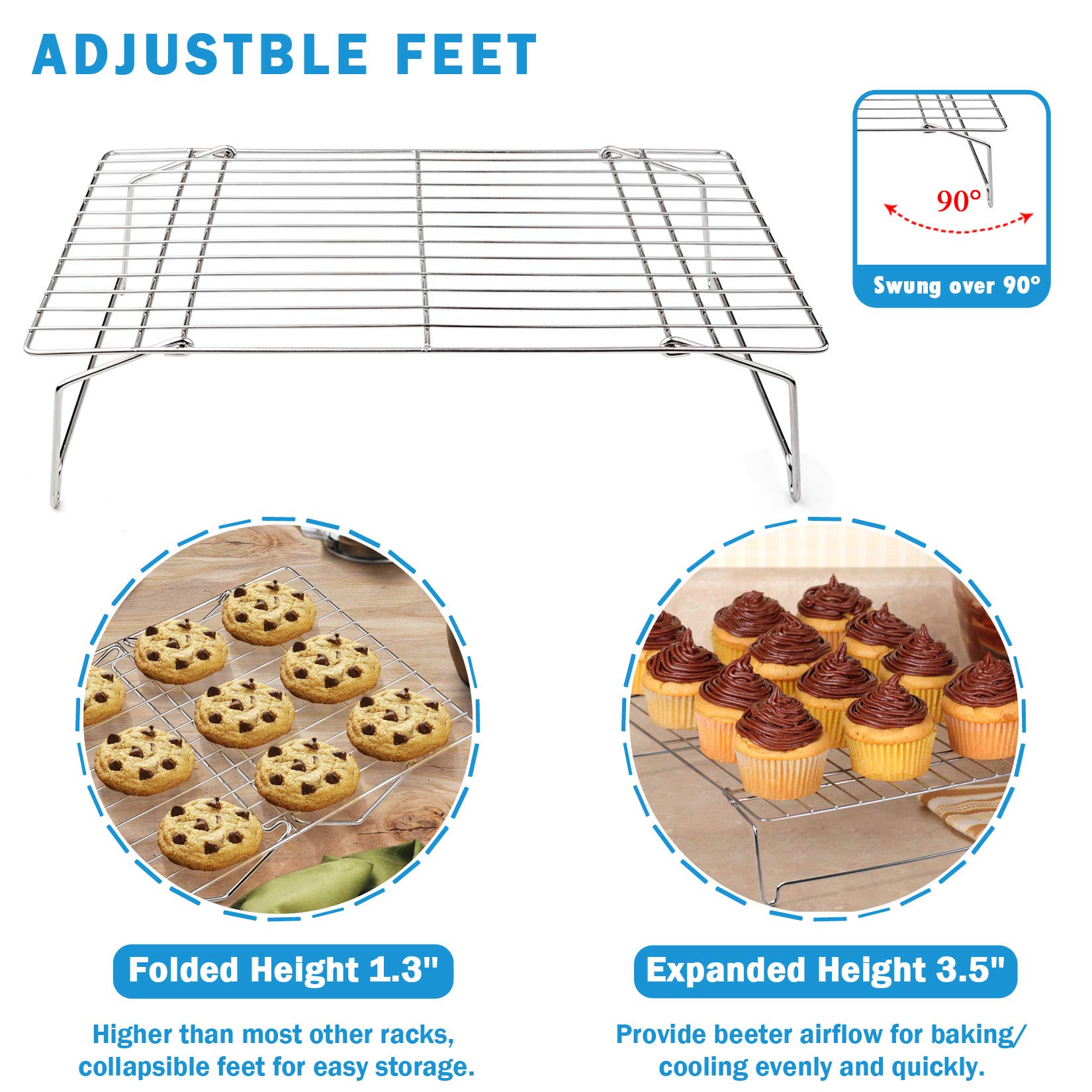P&P Chef 2 Baking Sheets And 2 Cooling Racks Set, Stainless Steel Baking Pan Tray With Stackable Tier Wire Racks For Cookie Baco