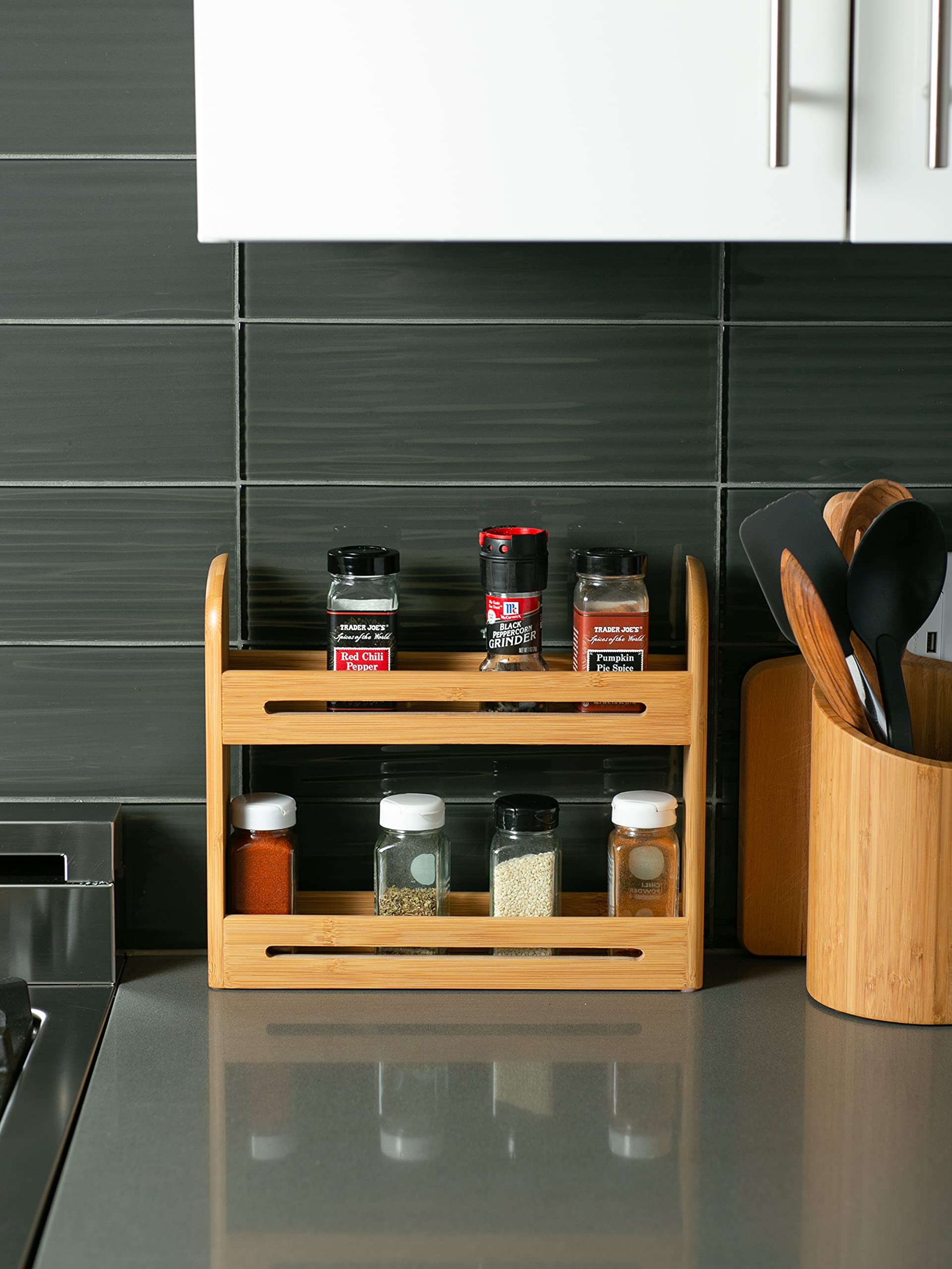 Rsvp International Bamboo Collection Countertop D  Cor For Kitchen & Tabletop, Spice Rack, 12X2.75X10.25