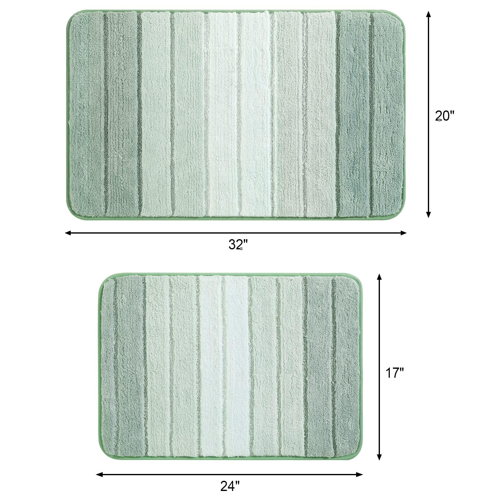 Kmson 2 Piece Ombre Bathroom Rugs Set, Non Slip, Quick Drying, Ultra Soft And Water Absorbent Bath Carpet For Bedroom Floor Livi