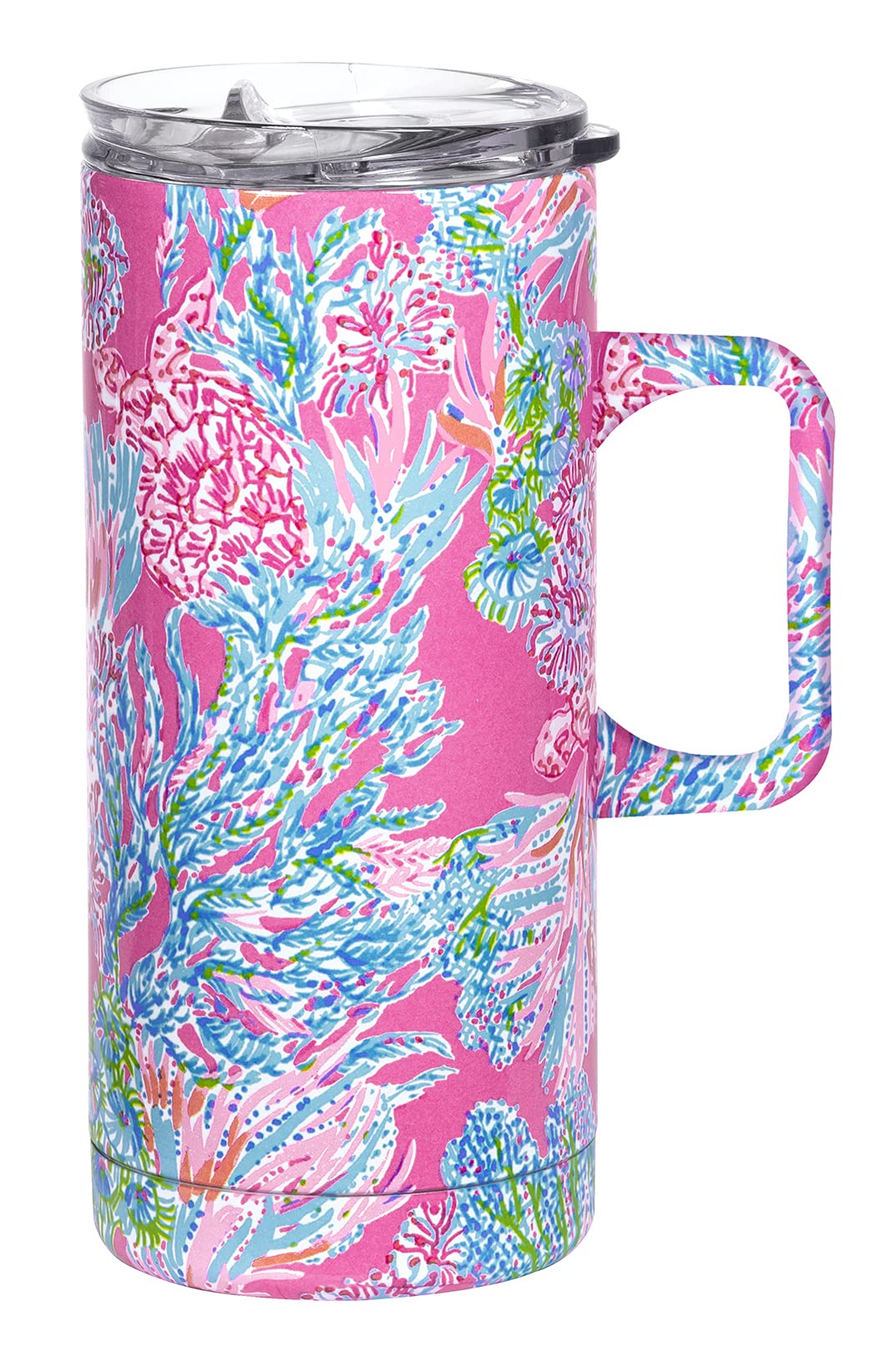 Lilly Pulitzer 16 Oz Travel Mug With Handle And Lid, Stainless Steel Insulated Coffee Tumbler, Double Wall Metal Cup, Seaing Thi