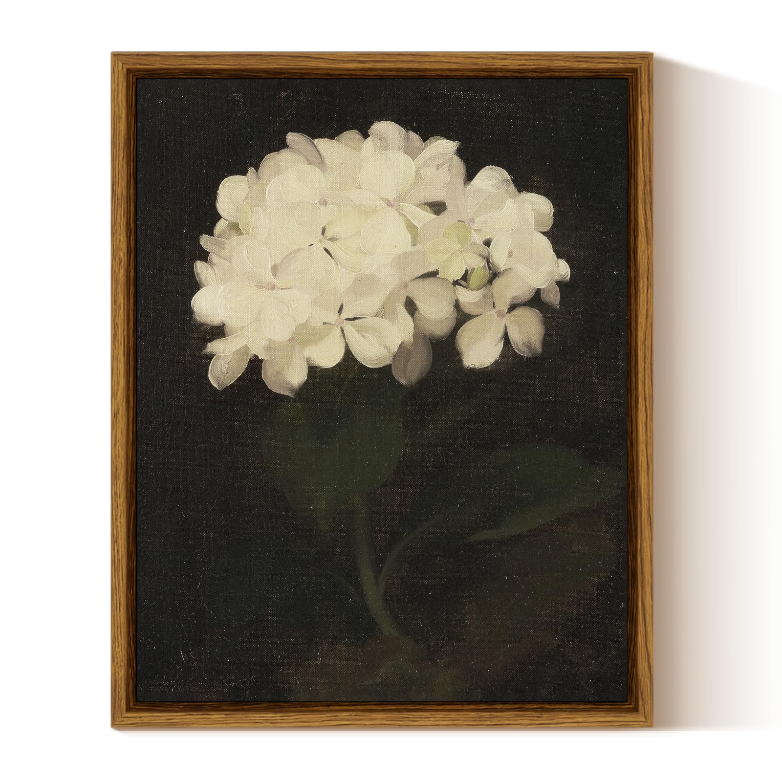 Insimsea Framed Canvas Wall Art, White Hydrangea Oil Painting Canvas Prints, Bedroom Bathroom Wall Art Kitchen Office Wall Decor