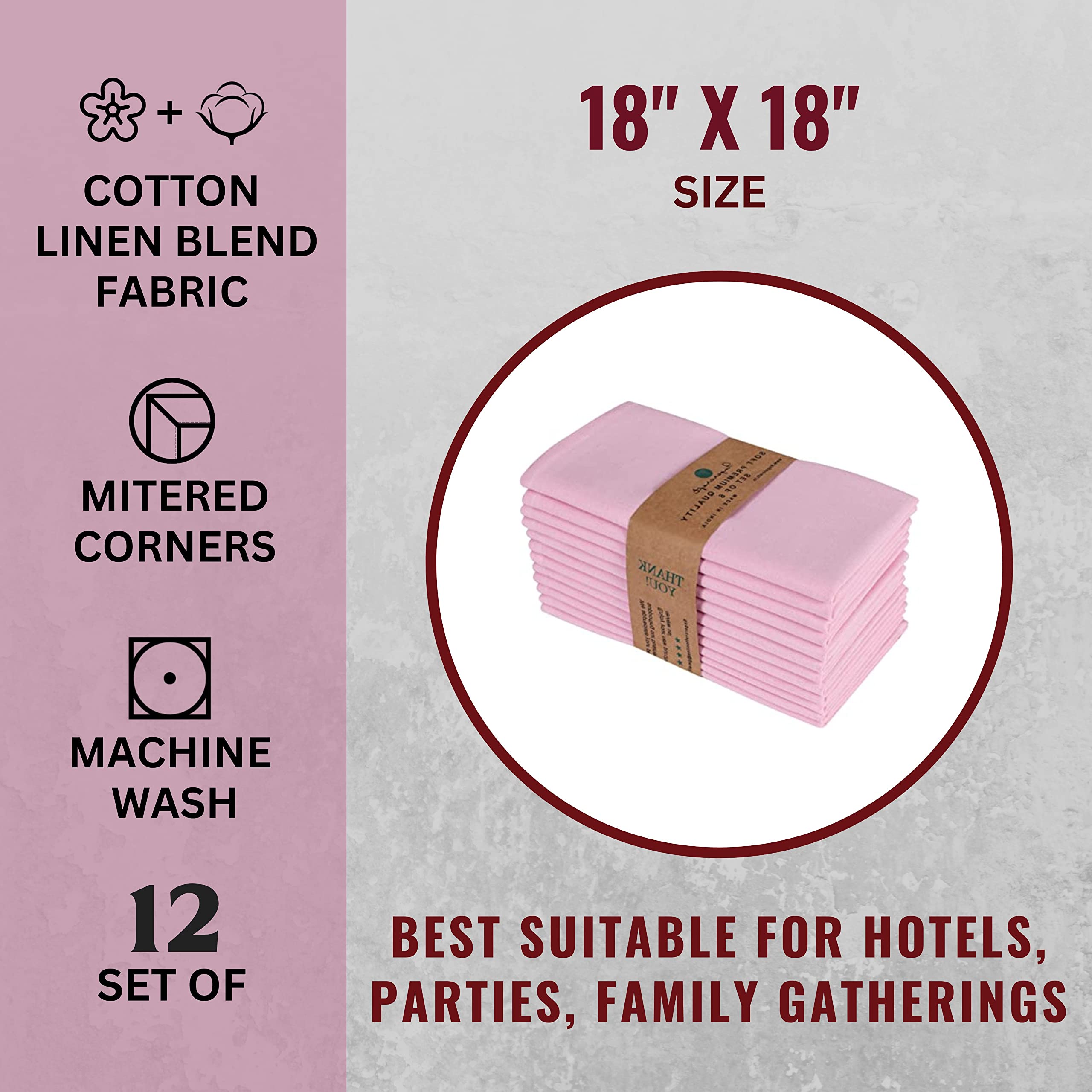 Fingercraft Cloth Dinner Napkins Cotton Linen Fabric Soft Set Of 12 Plain Reusable Washable For Dining Party Table Decoration 18