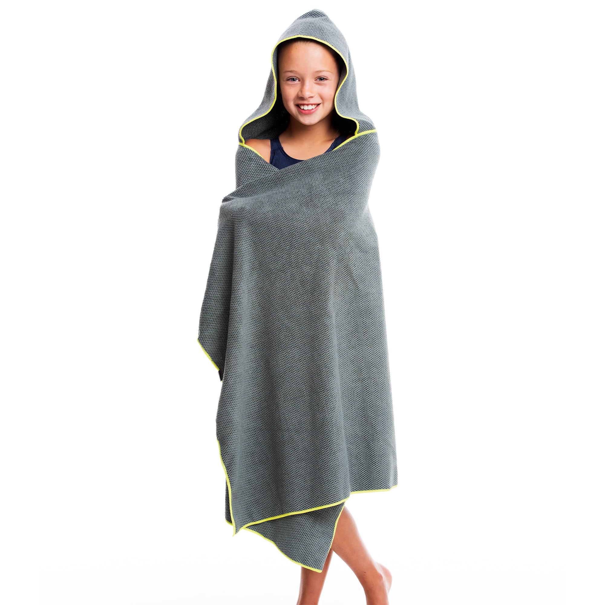 Flow Quick Dry Swim Towel With Hood - Microfiber Hooded Towel For Competitive Swimming And Other Water Sports (Gray)