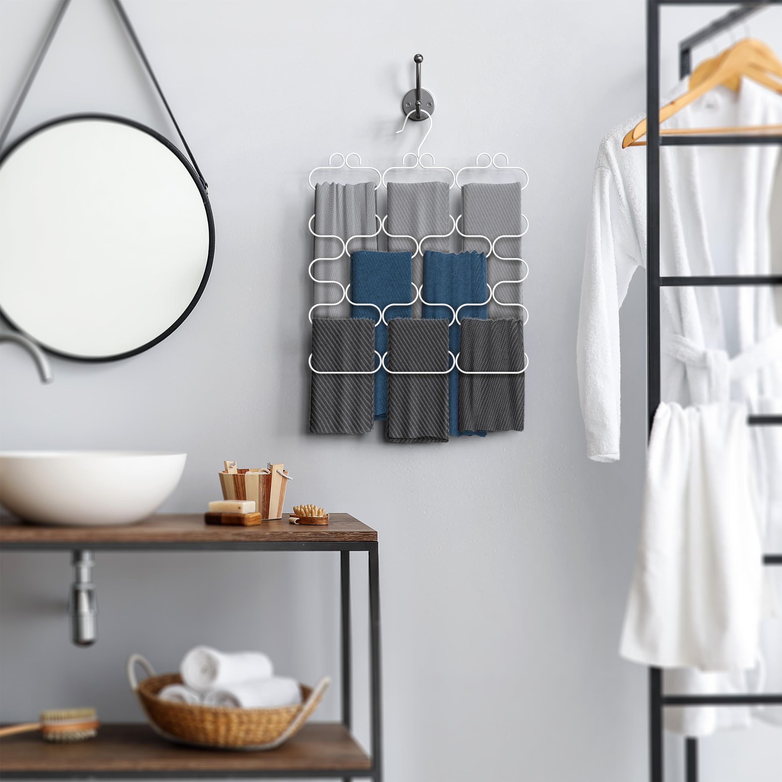 Decobrothers Scarf Hanger For Closet, 23 Loop, White