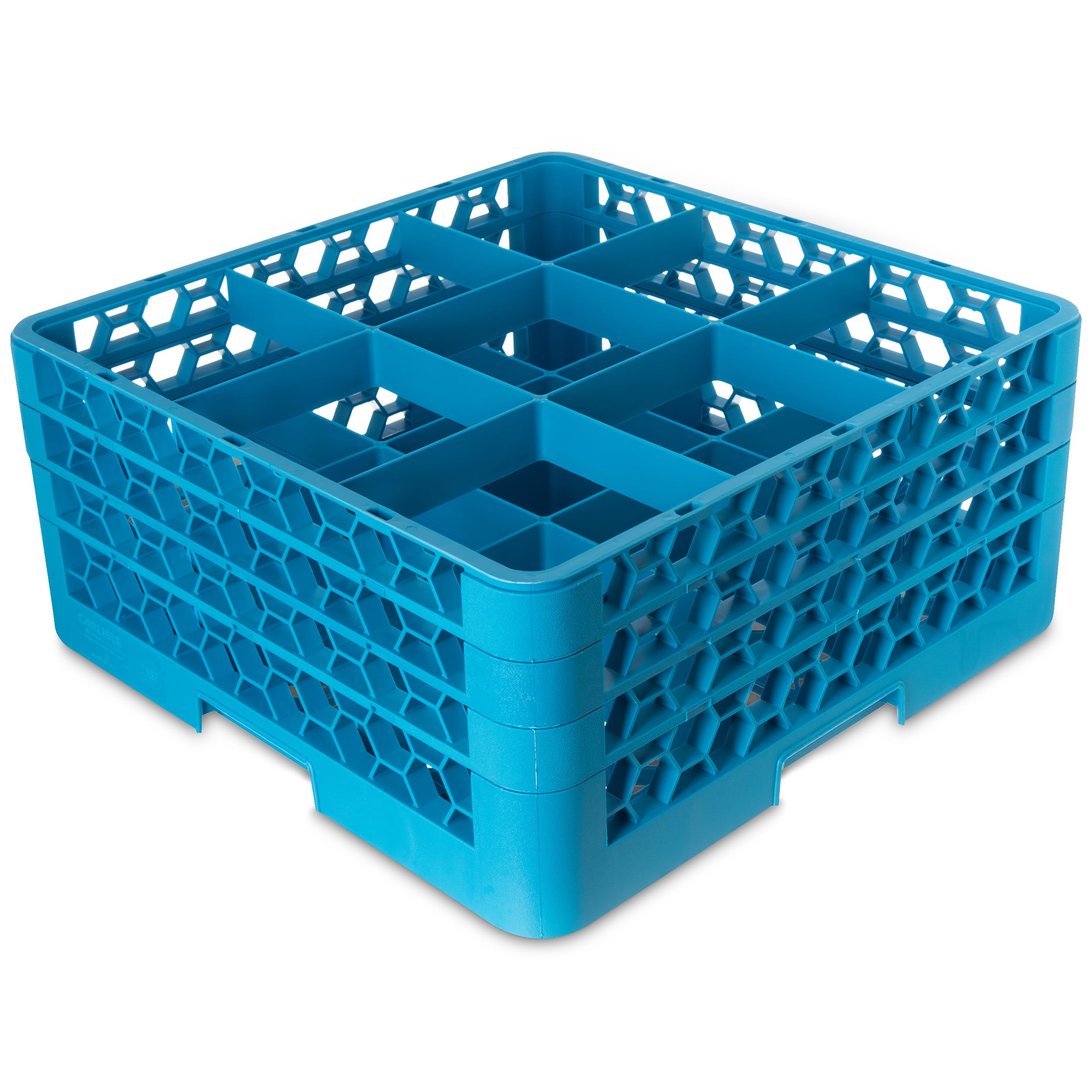 Carlisle FoodService Products RG9-314 OptiClean 9 Compartment Glass Rack with 3 Extenders, 5-13/16 Compartments, Blue (Pack of 2