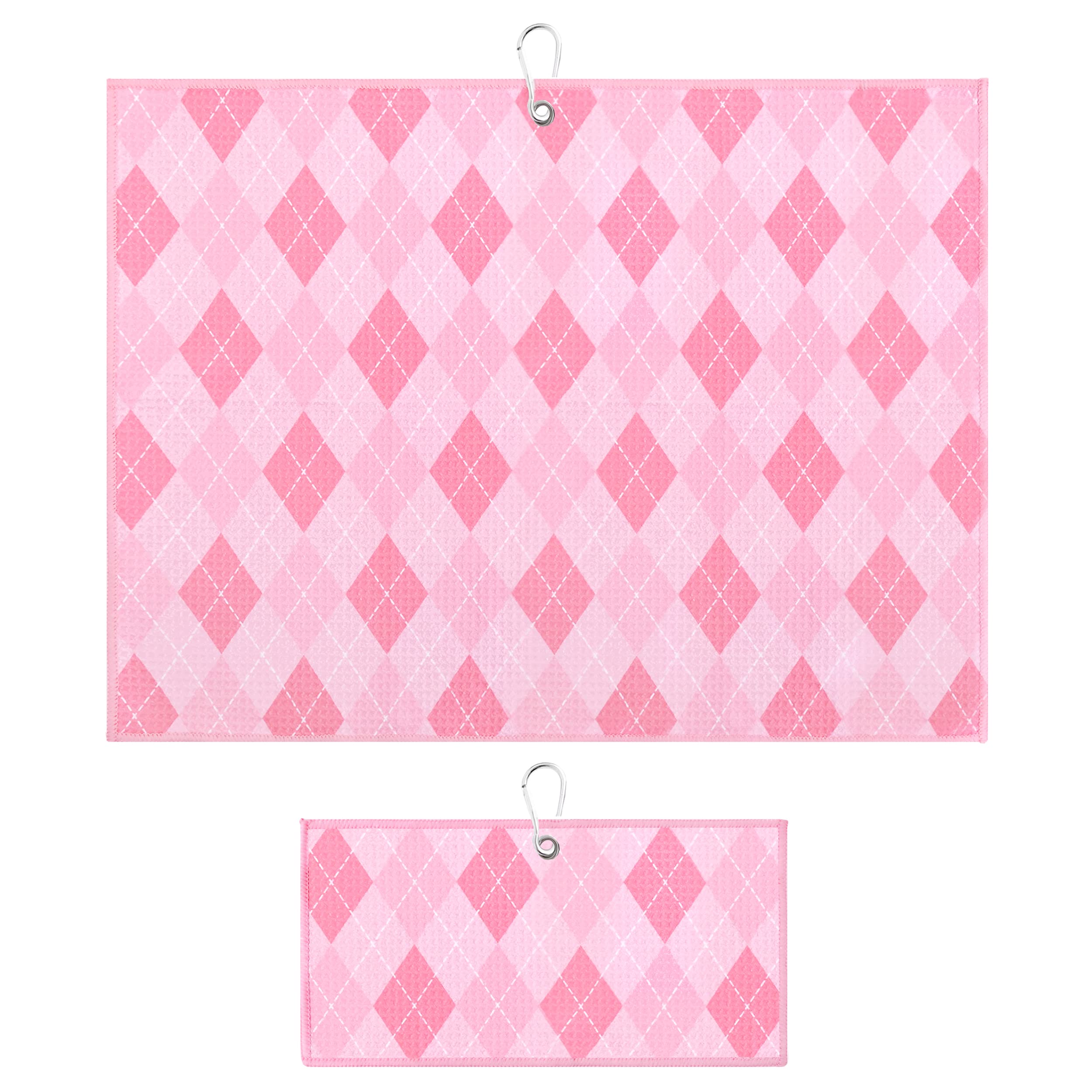 Argyle Plaid Golf Towel With Clip For Women And Men, Microfiber Waffle And Ball Towels, Set Of 2