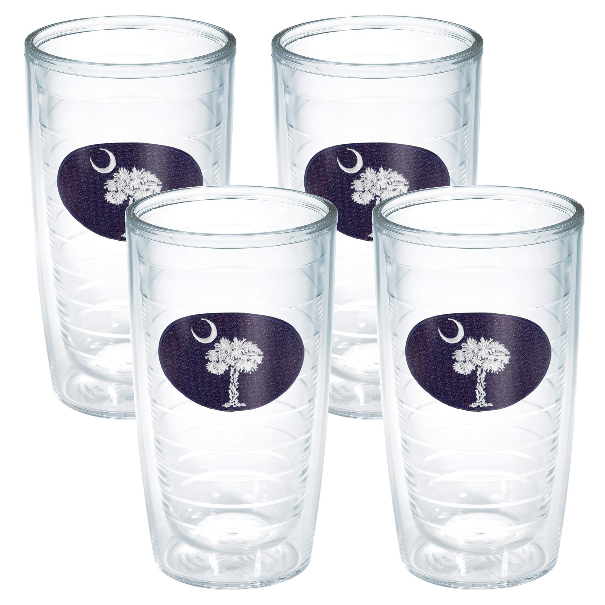 Tervis South Carolina Flag Made in USA Double Walled Insulated Tumbler Travel Cup Keeps Drinks Cold & Hot, 16oz 4pk  No Lid, Na