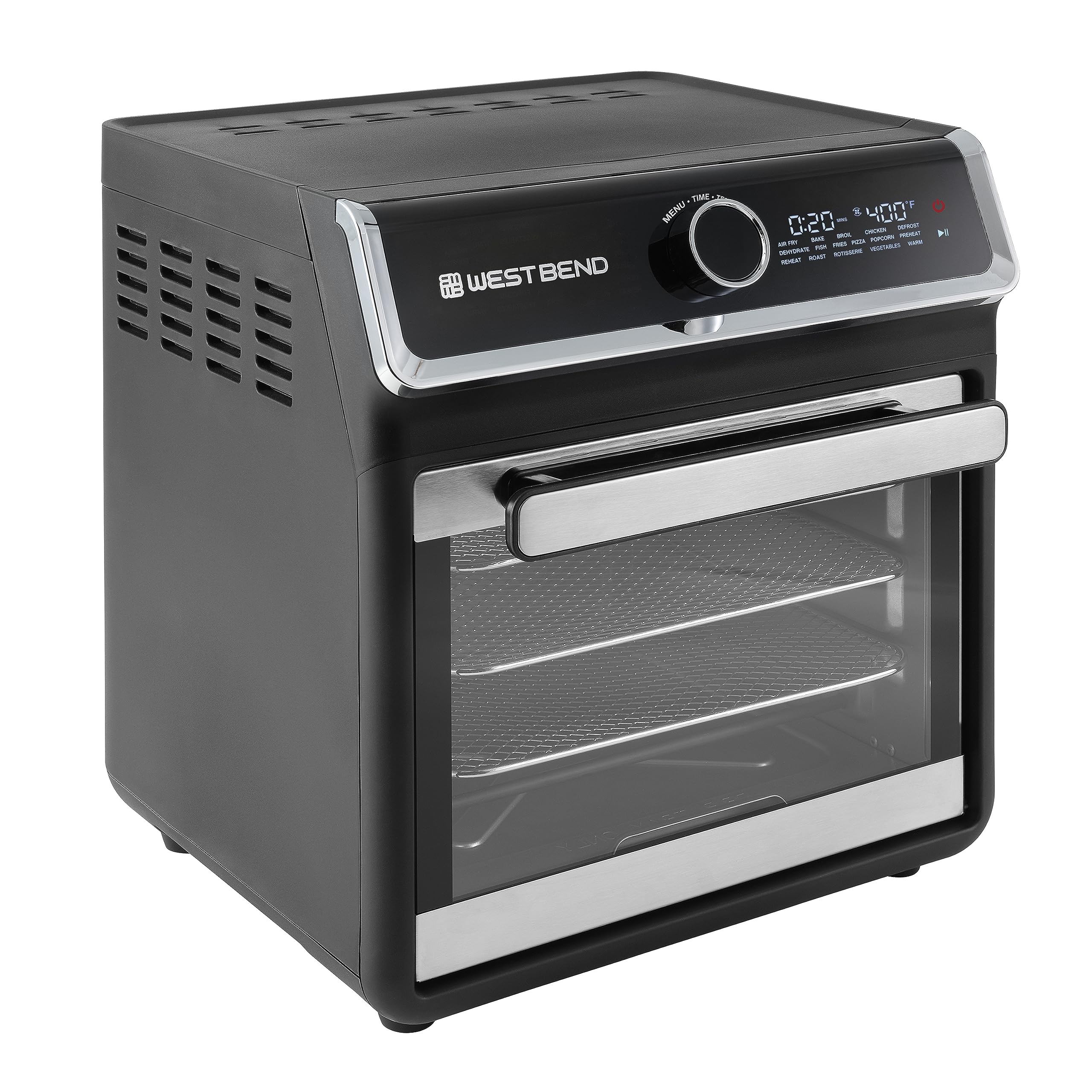 West Bend Air Fryer Oven 15-Quart Capacity with Digital Controls Easy-View Door and 16 Cooking Presets, Includes Eight Cooking A
