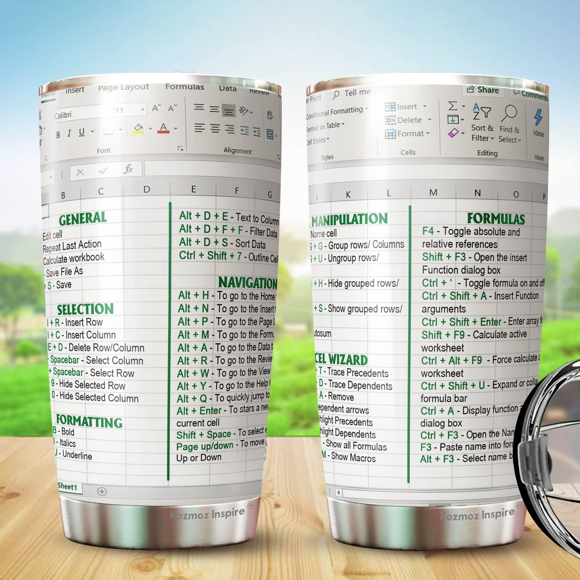 Kozmoz Inspire Spreadsheet Shortcut Tumbler 20 Oz - Office Mug, Accountant, Cpa Gift, Tax Prep Travel Coffee Mug - Gifts For Acc