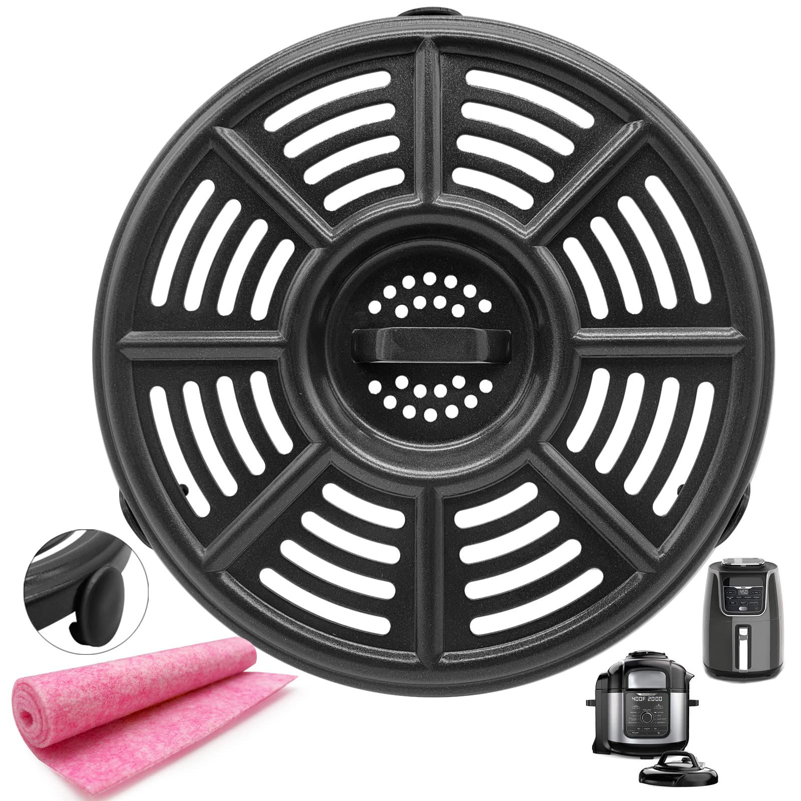 Heisenlin Air Fryer Replacement Parts Crisper Plate For Ninja Air Fryers Foodi, 8.2 Inch 4Qt Premium Round Air Fryer Tray Grill