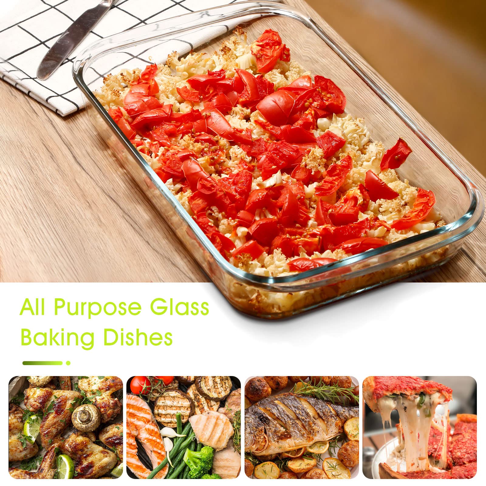 2 Qt Glass Baking Dish For Oven Glass Pan For Cooking Glass Casserole Dish Rectangular Baking Pan Glass Bakeware, 1 Piece (2 Qua