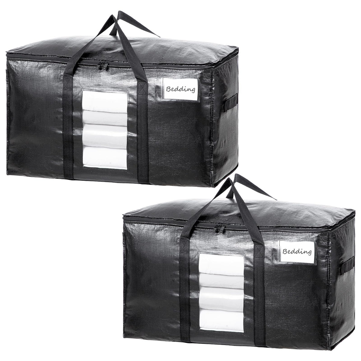 Taili Extra Large Moving Bags, 10 Pack Black Heavy Duty Totes For Storage, Wrap Around Handles, Storage Bags For Space Saving Mo