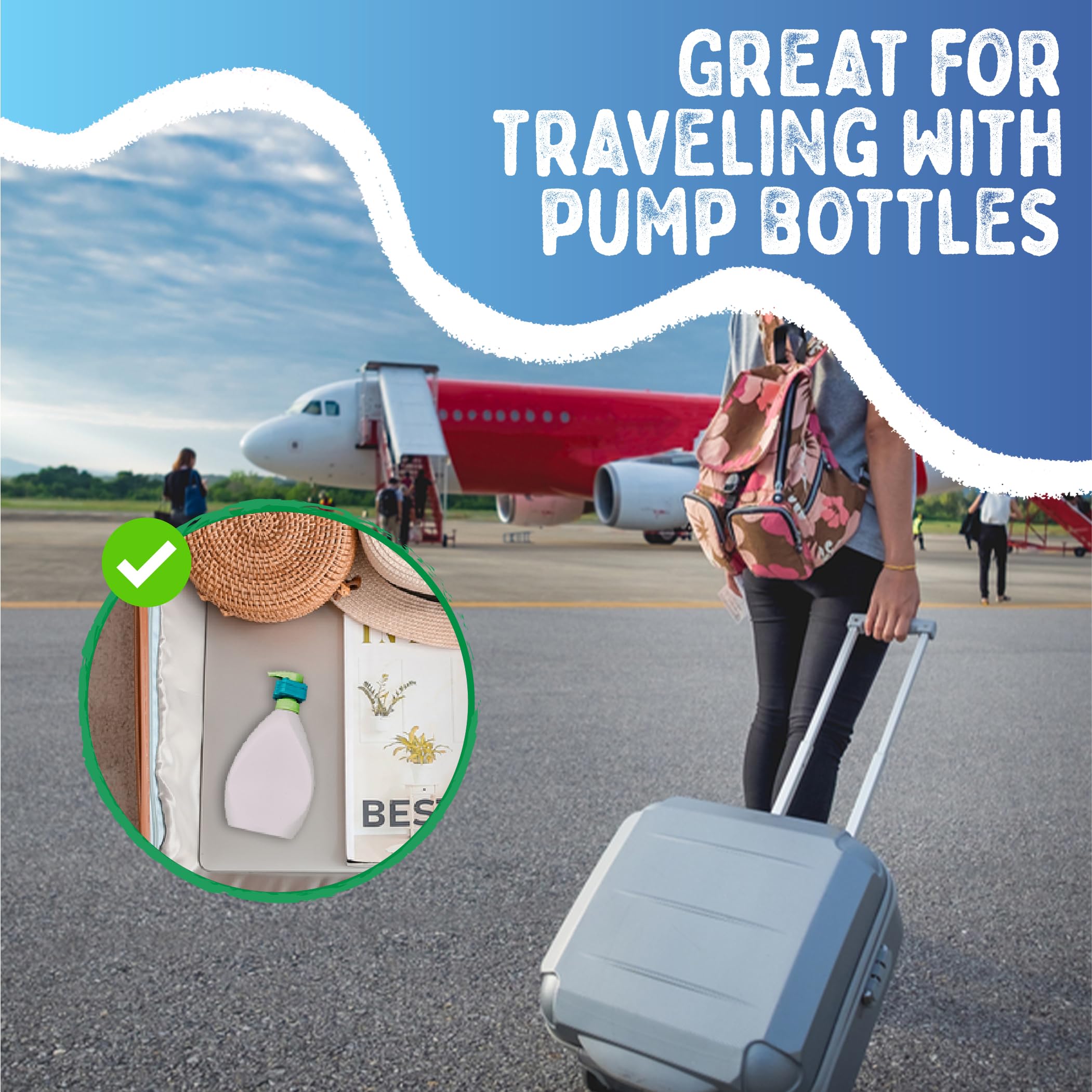 Driplock Reusable Stackable Device To Prevent Pump Bottles From Spilling In Travel Bags Or For Quanity Control. 5 Pack And Trave