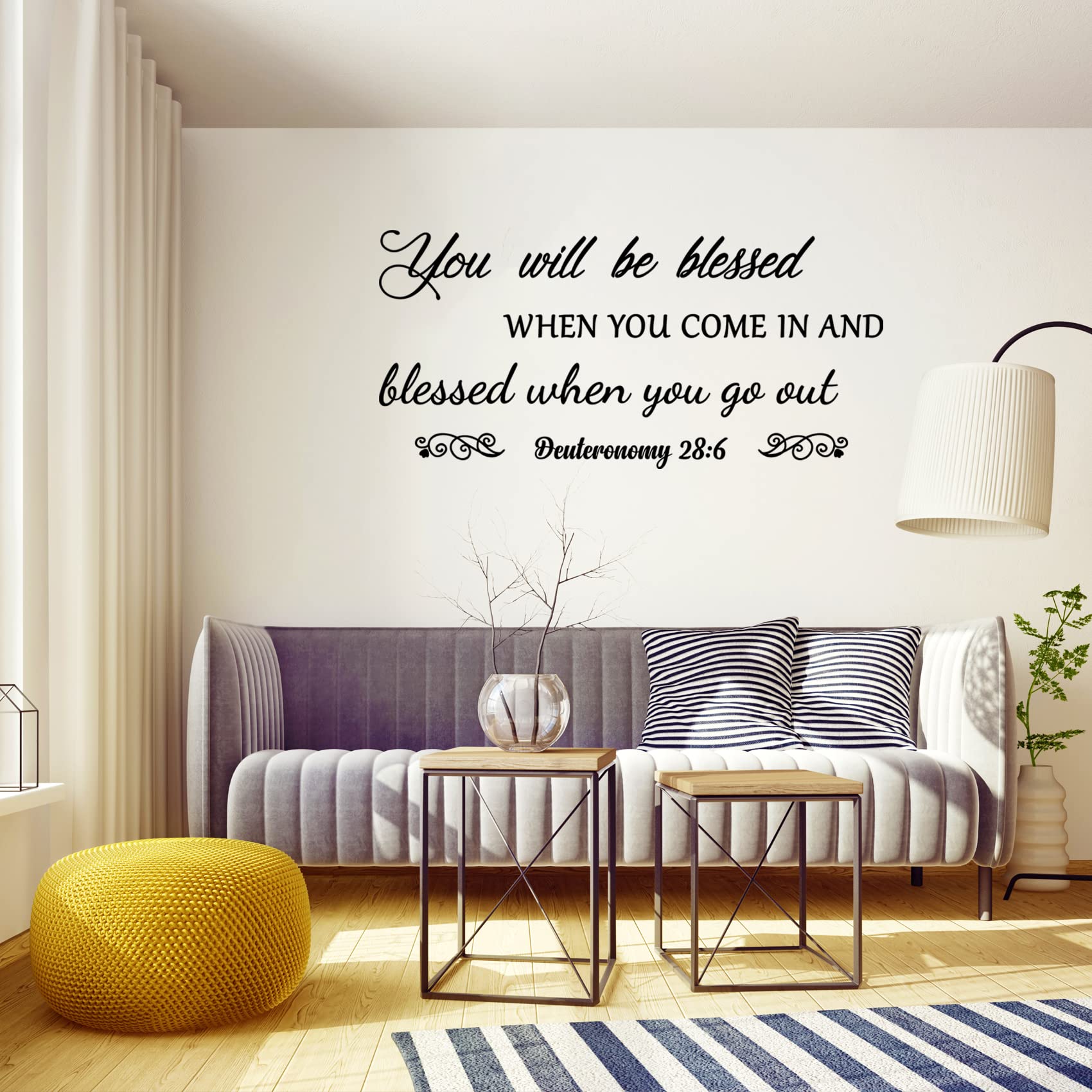 You Will Be Blessed When You Come In And Blessed When You Go Out - Deuteronomy 28:6 Quote Wall Decal, Living Room Prayer Sticker