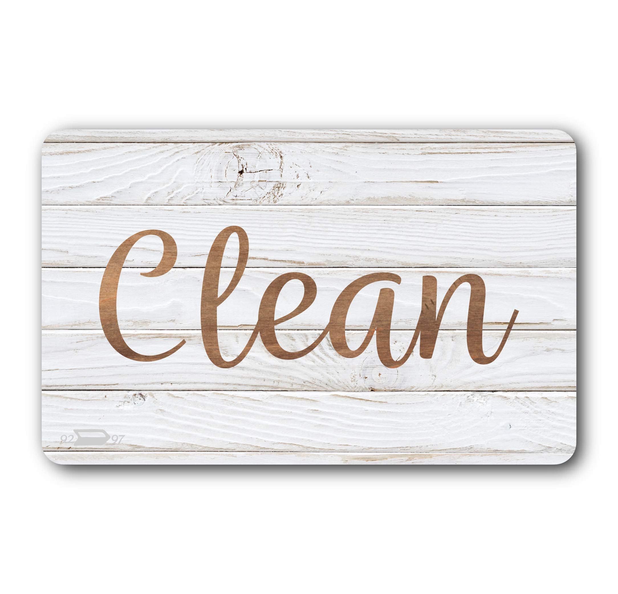 Dark Brown Wood Clean Dirty Magnet For Dishwasher, Reversible Dishwasher Magnet Clean Dirty Sign, Double Sided Strong Kitchen Fl