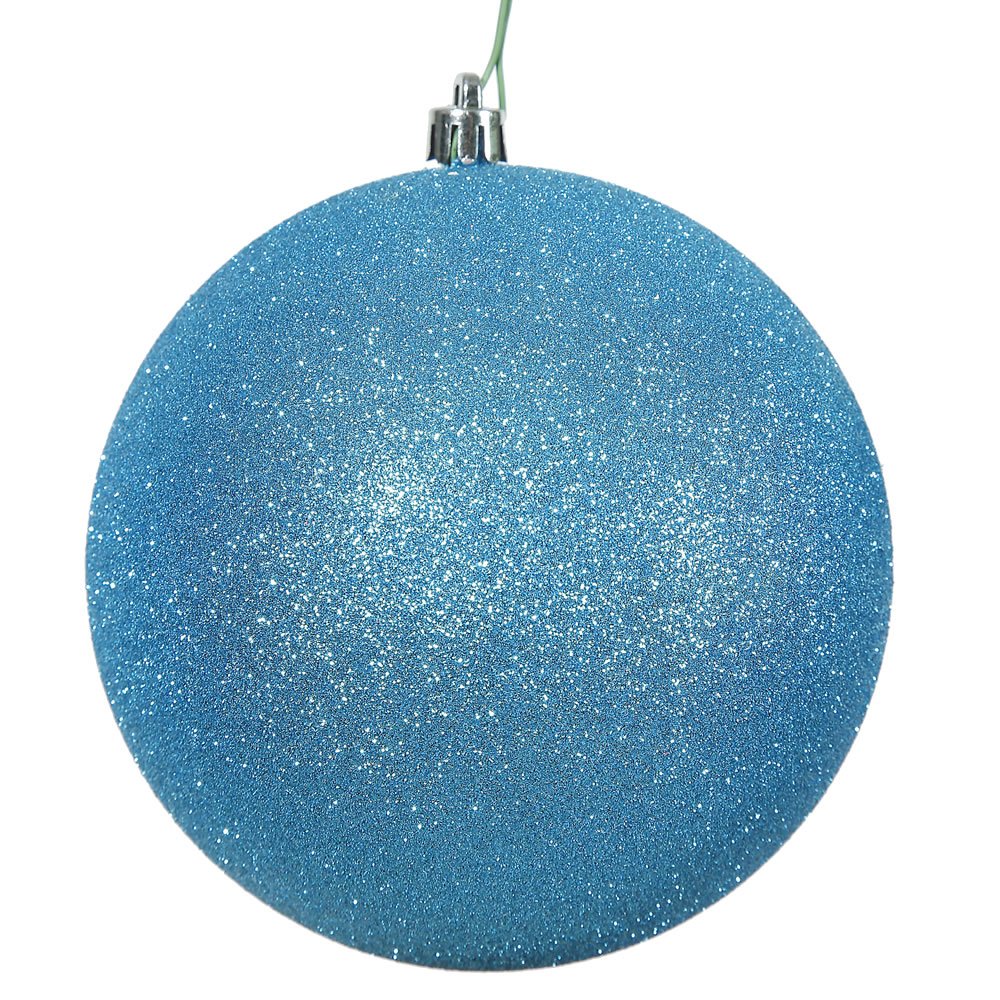 Vickerman 4 Turquoise Glitter Ball Ornament, 6 per Bag