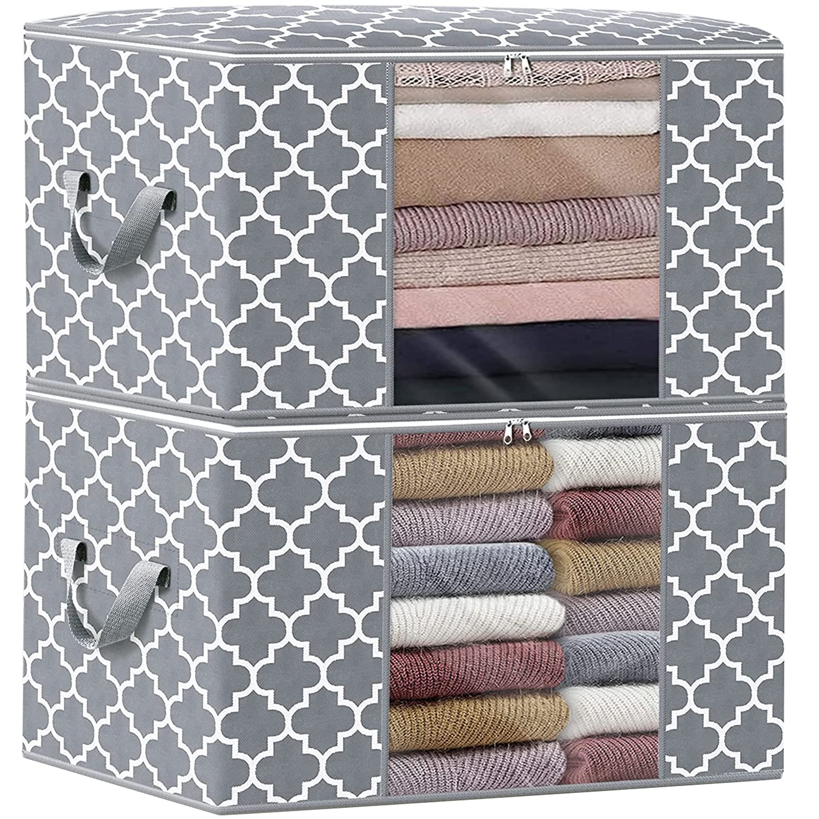 WISELIFE Storage Bags 100L 2-Pack Large Blanket Clothes Organization and Storage Containers for Bedding, Comforters, Foldable Or