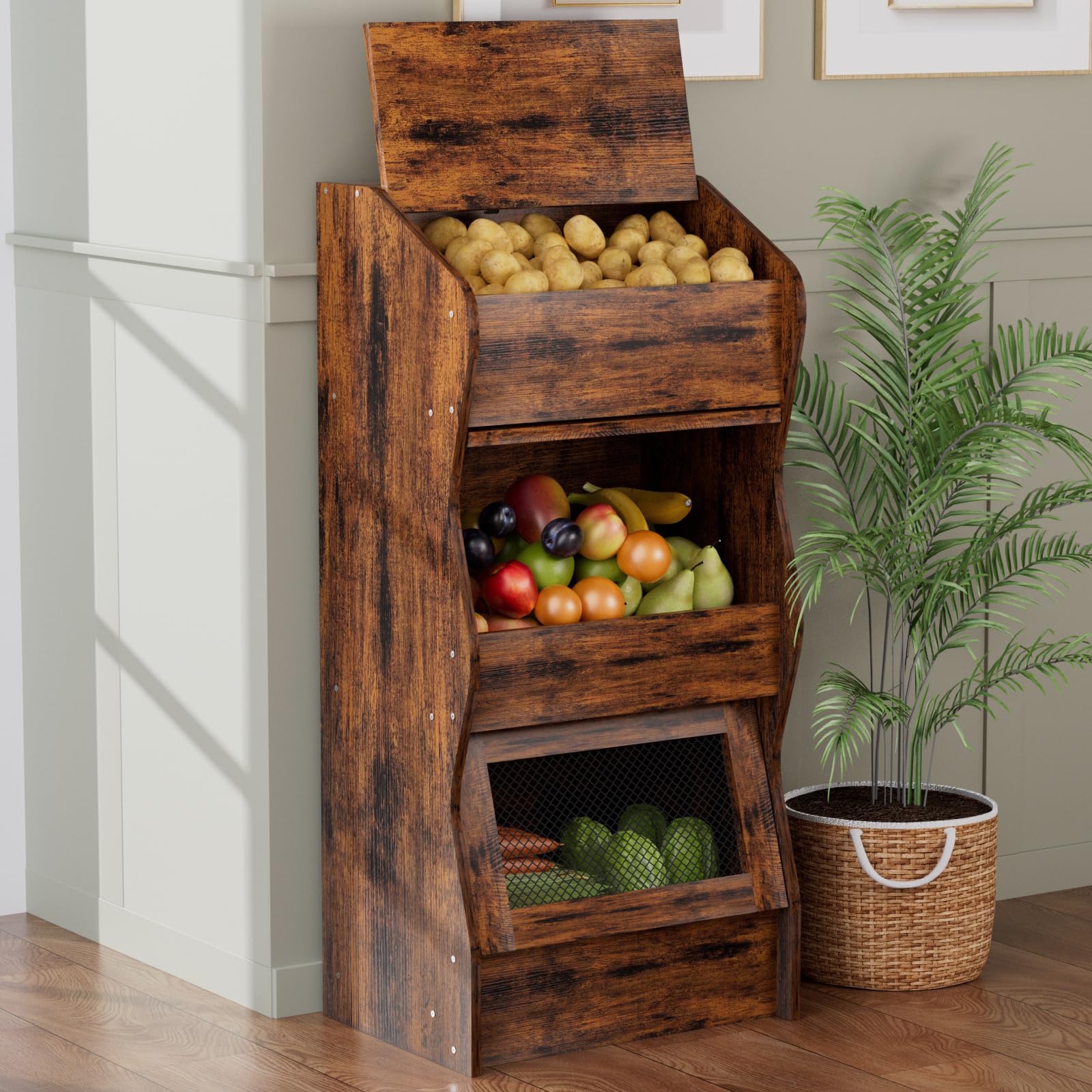 QieerHior Potato and Onion Storage Bin, Root Vegetable Storage for Kitchen