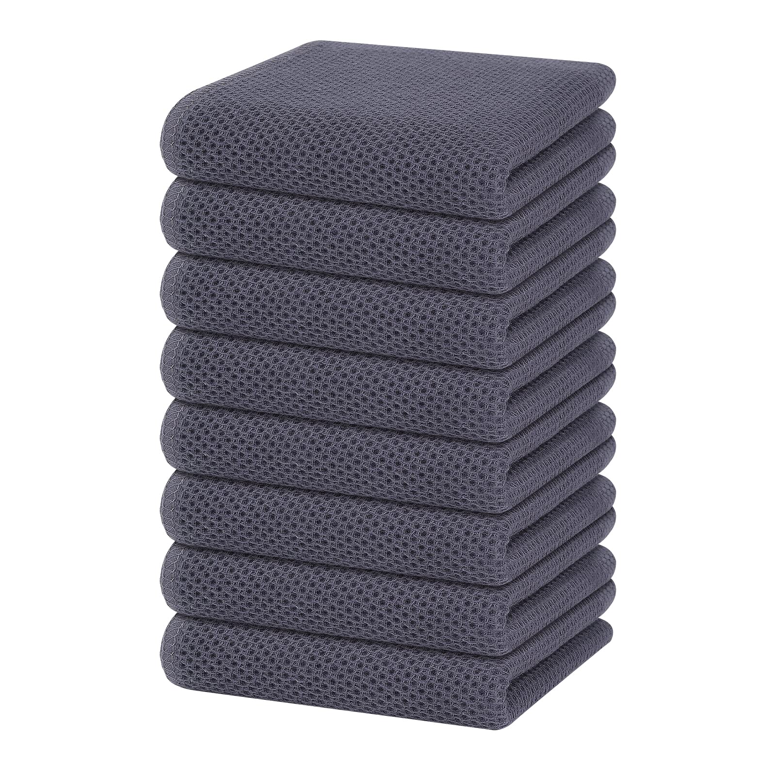 Homaxy 100% Cotton Waffle Weave Kitchen Dish Towels, Ultra Soft Absorbent Quick Drying Cleaning Towel, 13 X 28 Inches, 8-Pack, D