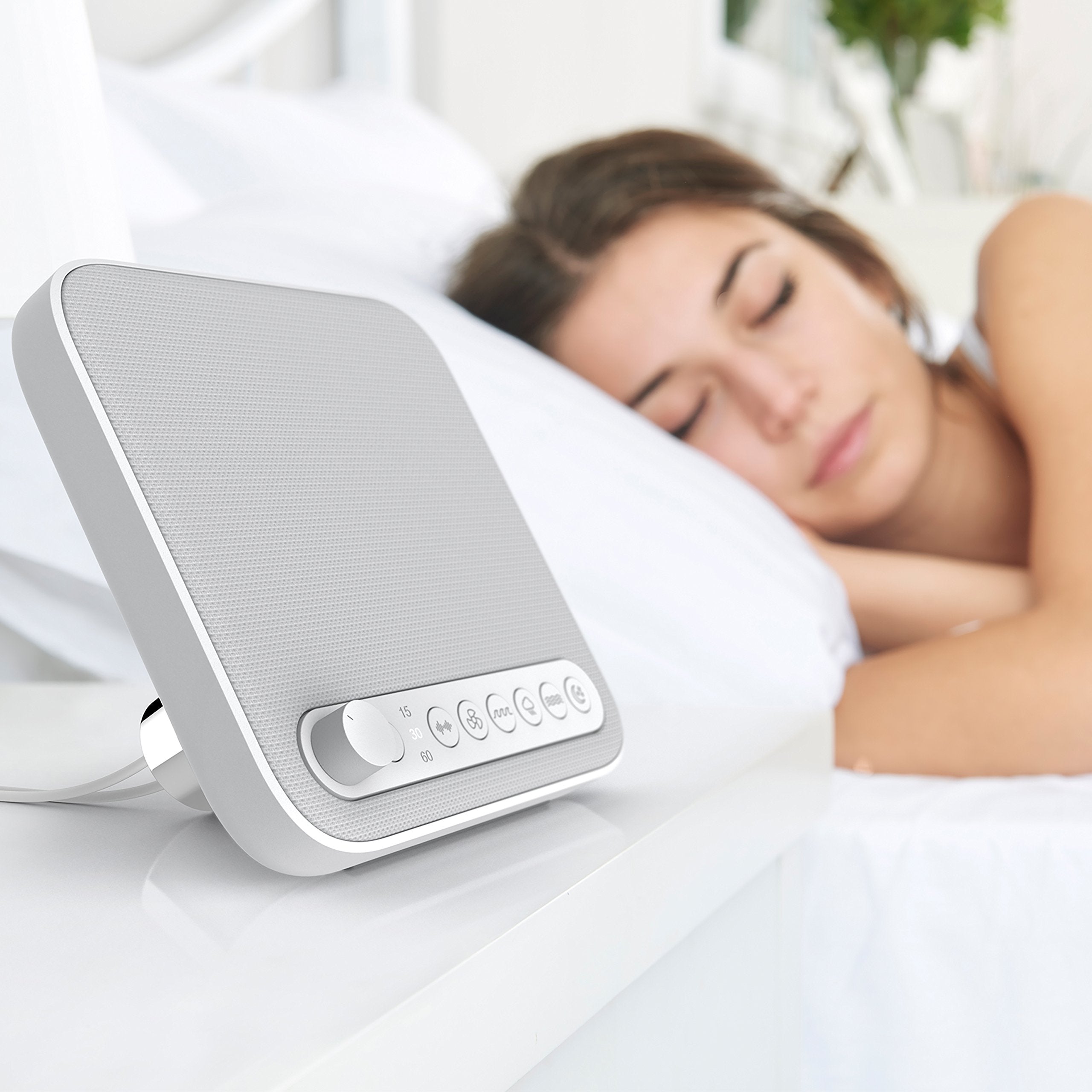 Pure Enrichment WAVE Premium Sleep Therapy Sound Machine with USB Charger - Seamless Looping with 6 Soothing All-Natural Sounds  & Auto-Off Timer - Easily Portable for Travel (White) Patented Design