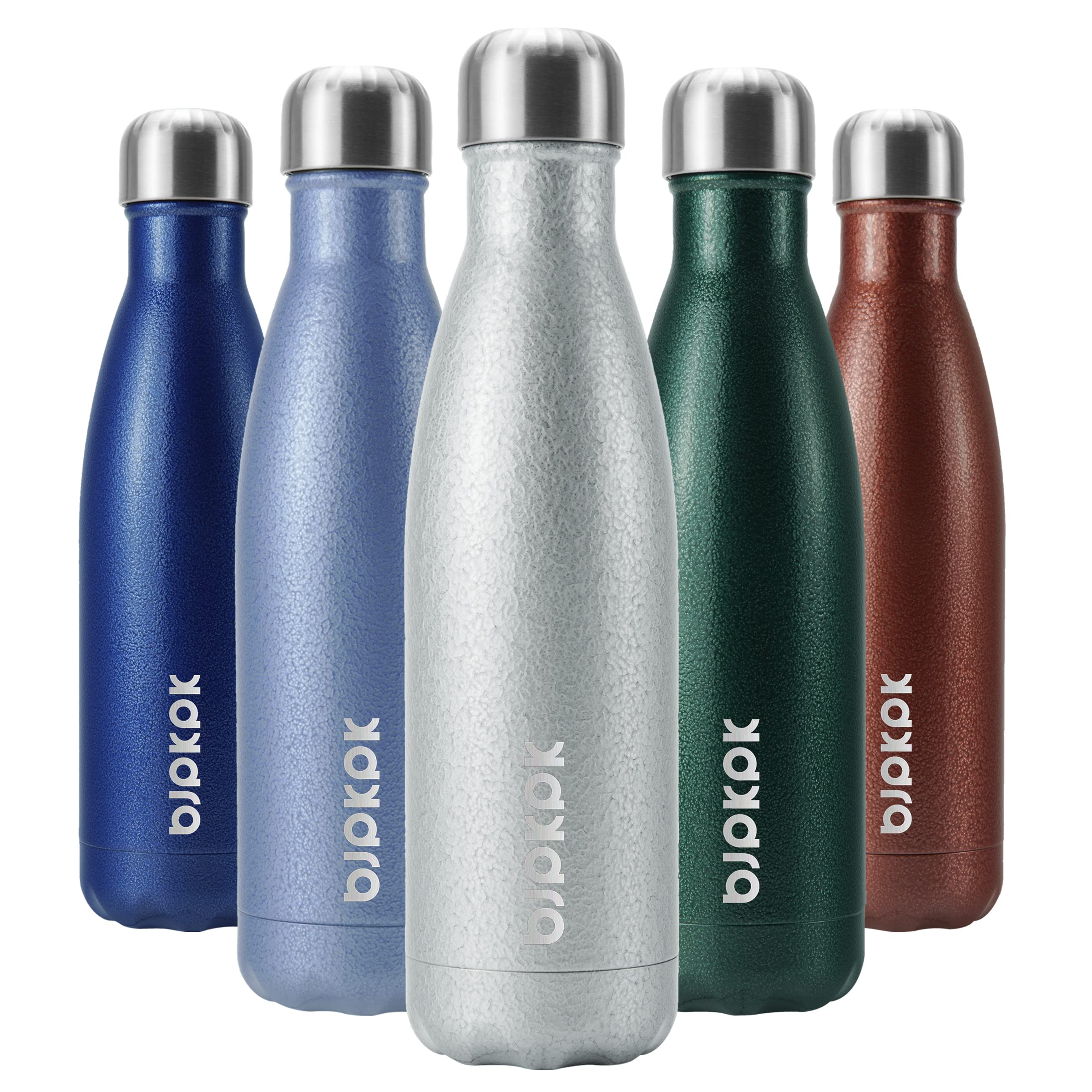 Bjpkpk Insulated Water Bottles 17Oz, Leak Proof Stainless Steel Water Bottle Keeps Cold For 24H And Hot For 12H, Bpa Free Water