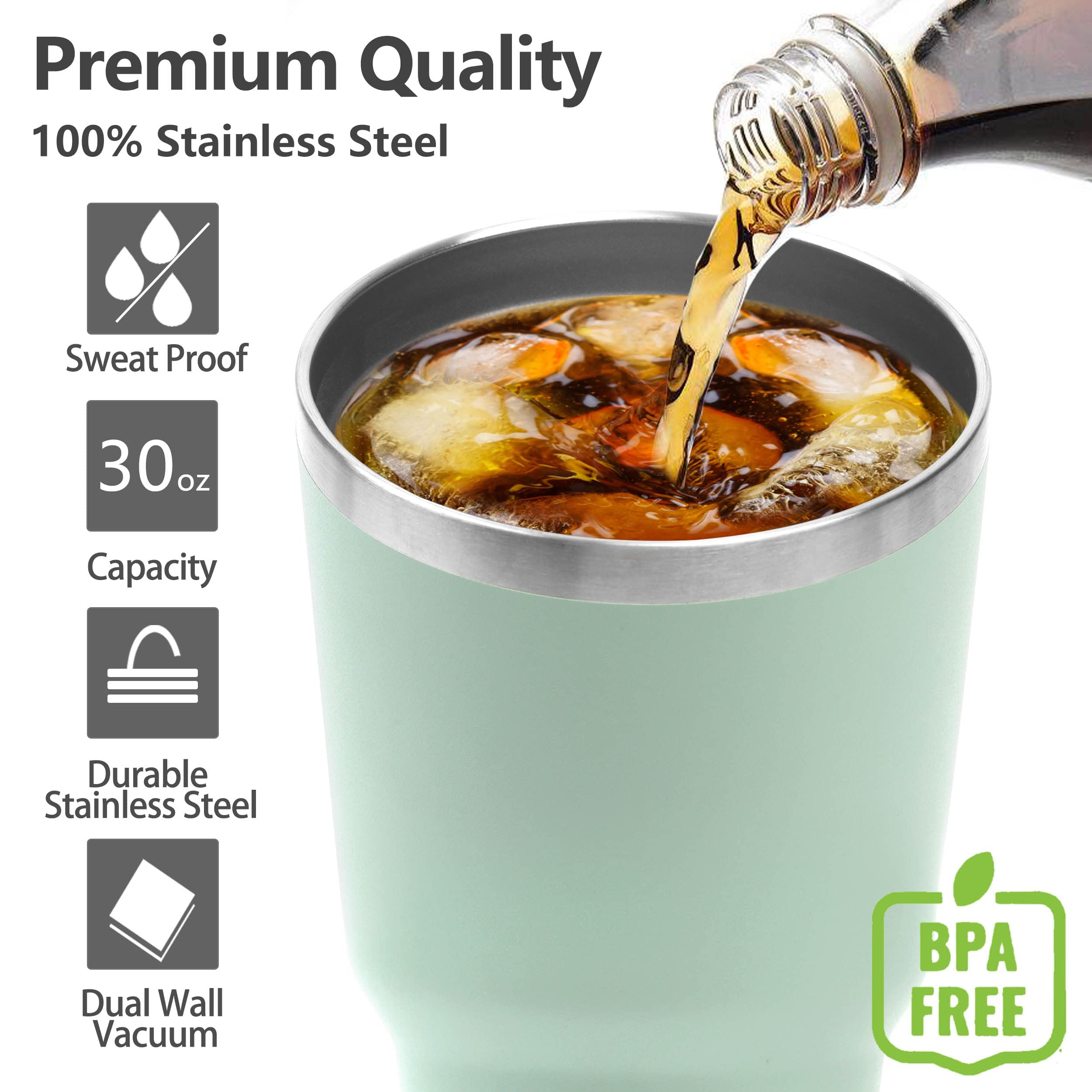 Toopify 30 Oz Stainless Steel Insulated Tumbler Travel Mug With Straw Slider Lid, Cleaning Brush, Double Wall Vacuum