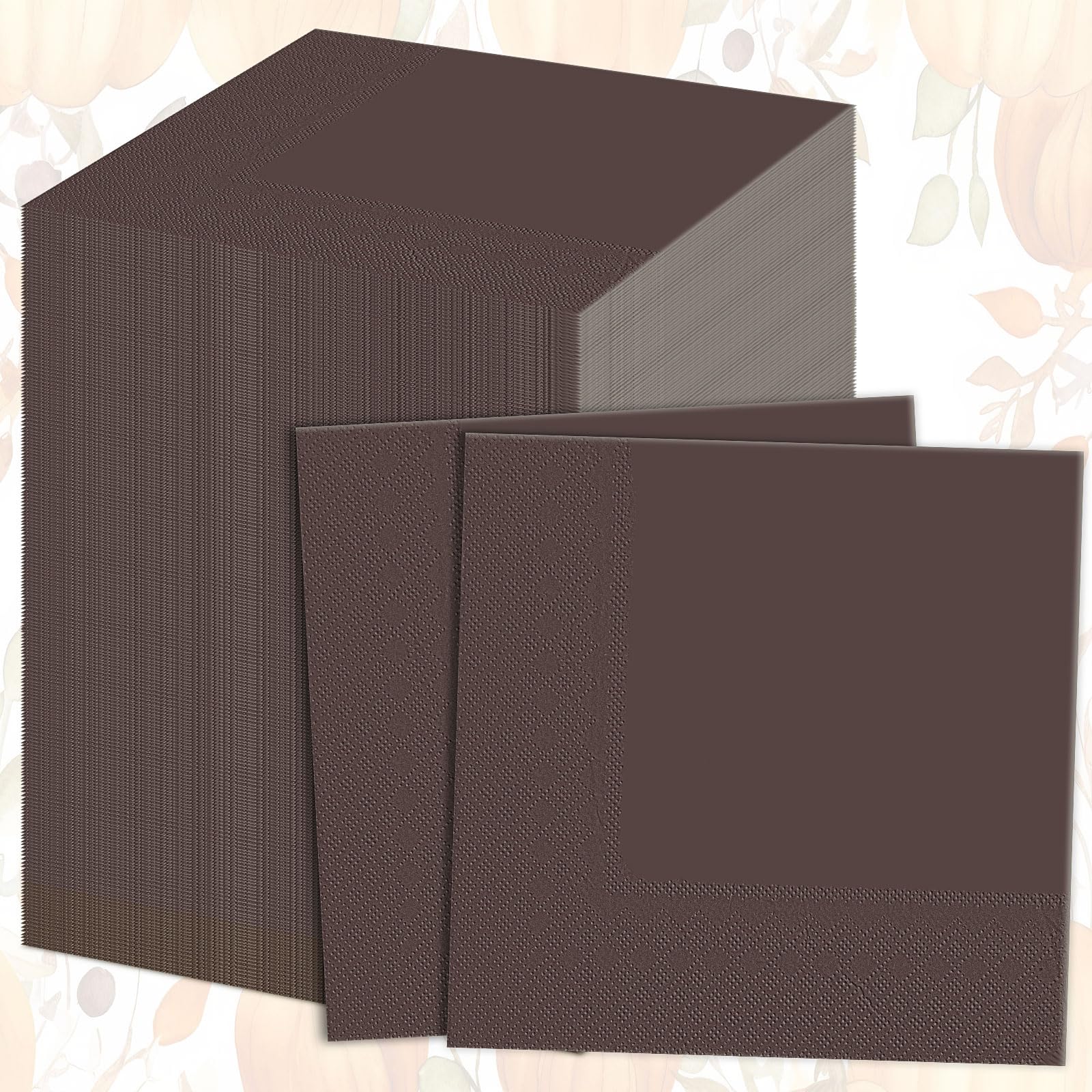 Teling 100 Pcs Fall Paper Napkins Disposable Coffee Color Napkins for Autumn Holidays Wedding Home Luncheon Reception Tea Party 