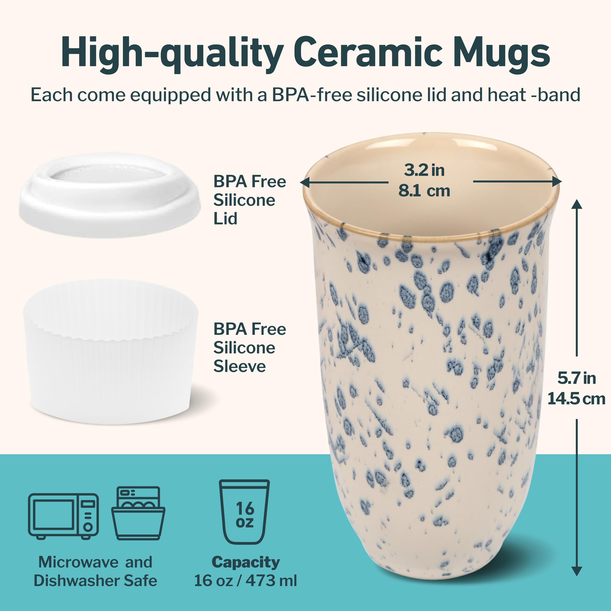 NOVA CERAMICS Travel Coffee Mug- Travel Coffee Tumbler - On the Go Coffee Mug - Microwave & Dishwasher Safe Green Coffee Tumbler