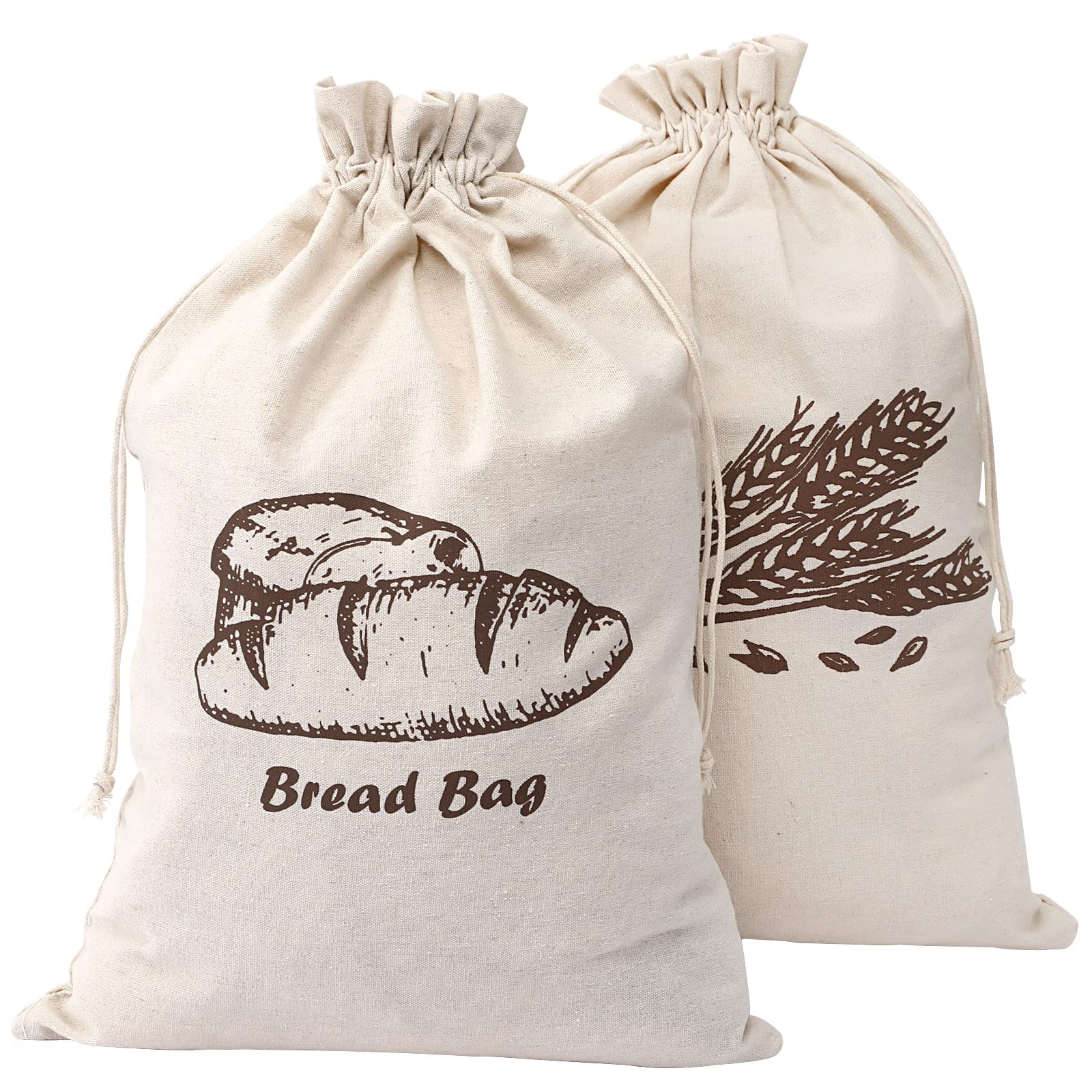 Augshy Bread Bag, 2 Pieces Linen Bread Bags For Homemade Bread Container, 17.5   11.5 Inches Unbleached & Reusable Bread Storage
