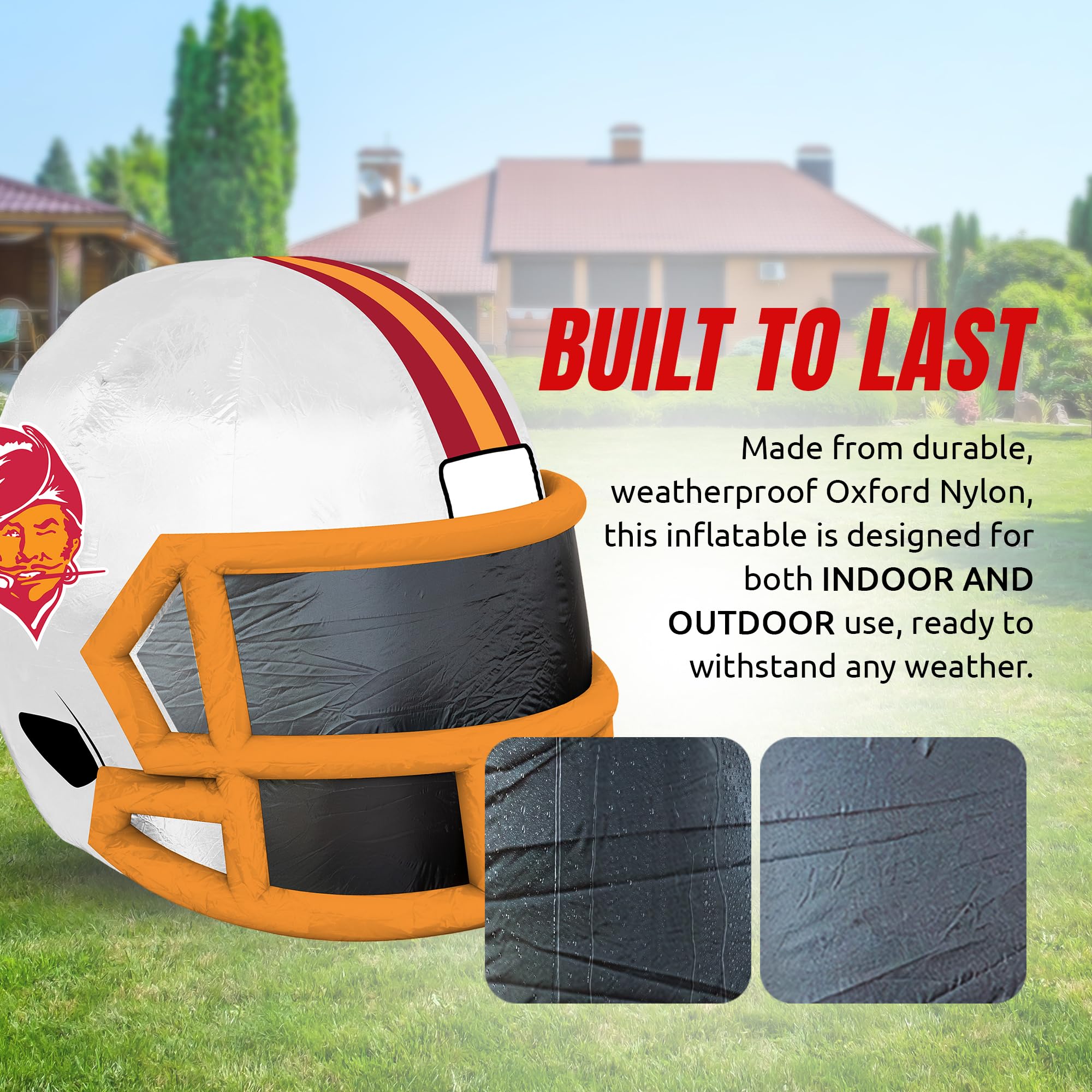 Sporticulture NFL Tampa Bay Buccaneers 4ft Inflatable Retro Helmet with LED Lights & Built-in Blower - Merchandise Decor Ideal f