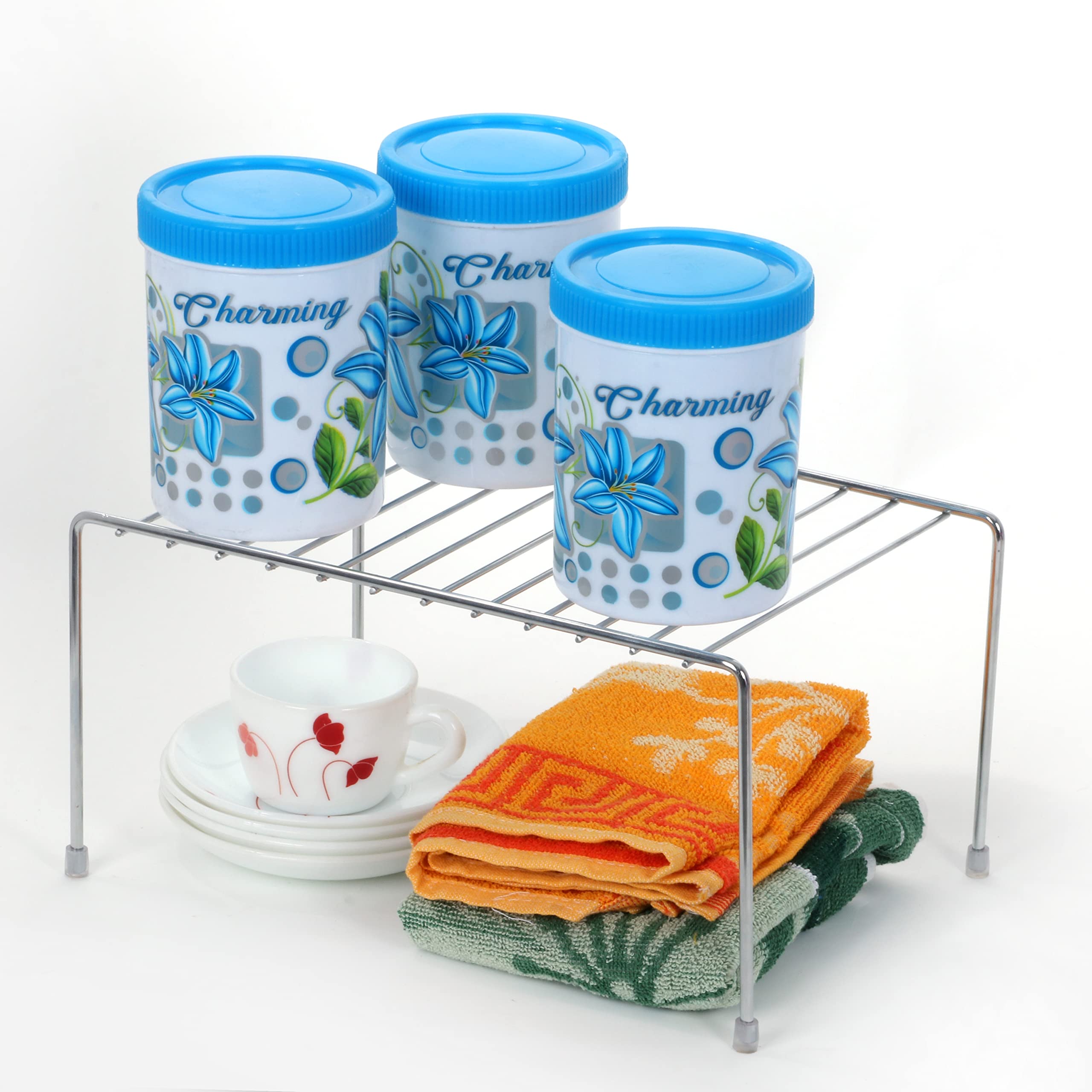 Fit N Forget Stainless Steel Expandable Dish Rack/Expandable Storage Shelves For Kitchen Cabinets/Hot Rack/Hot Plate Stand//Dini