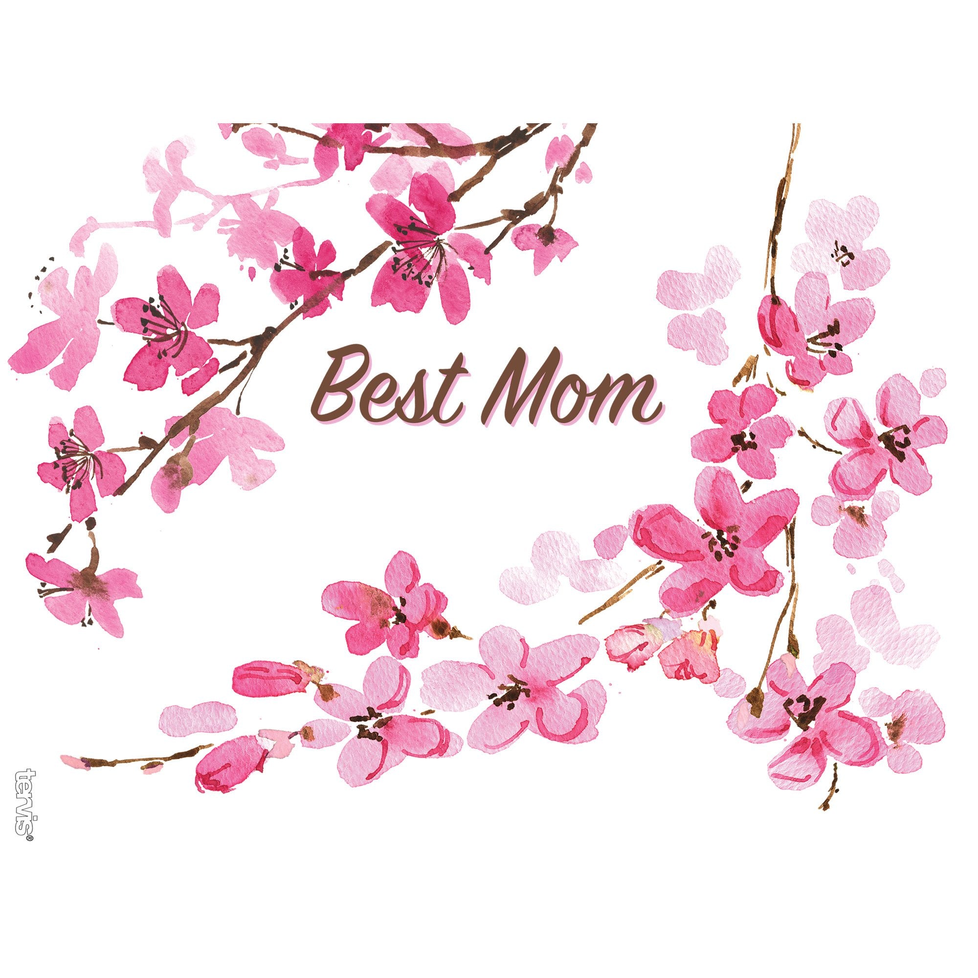 Tervis Cherry Blossom Best Mom Insulated Tumbler With Wrap And Fuschia Lid 24Oz, Clear