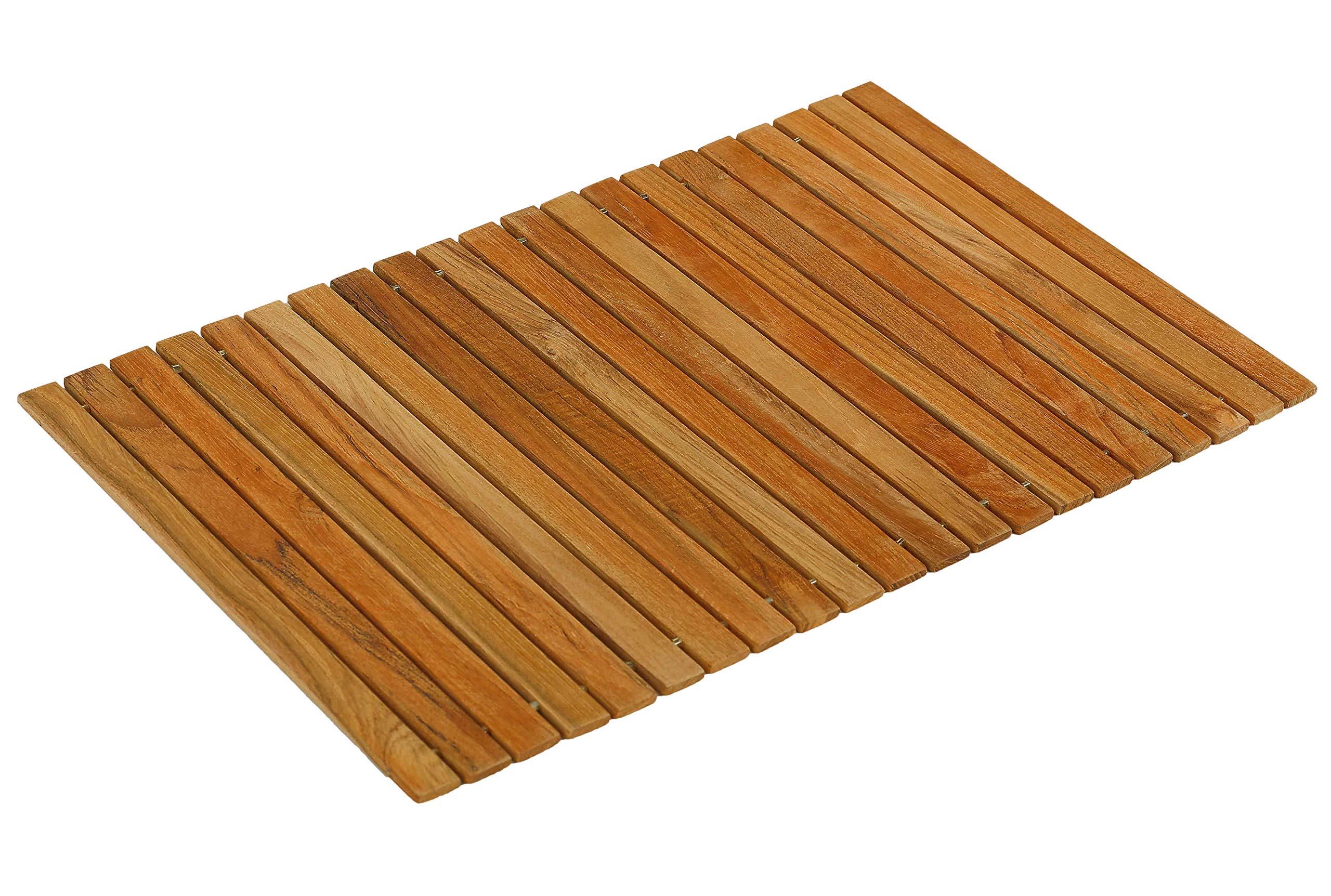 Bare Decor Asi Genuine Teak Wood Flexible Table Top Placemat Or Sofa Arm Tray, 1 Mat 19'' X 12'' Brown