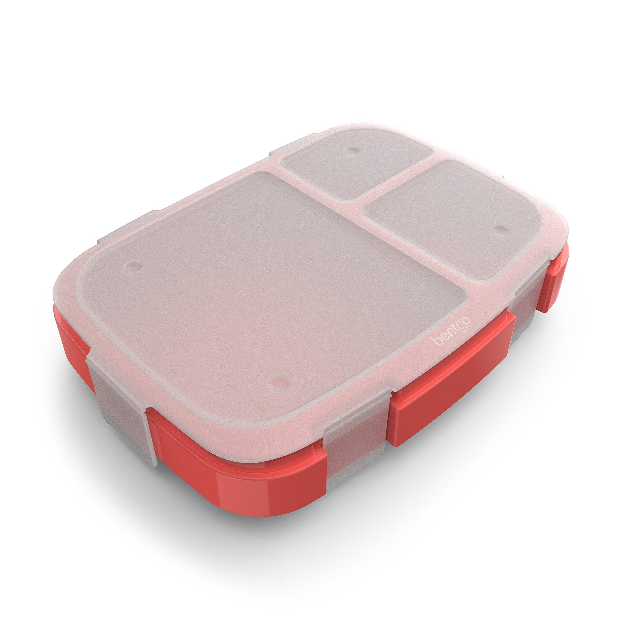 Bentgo Fresh Tray (Red) With Transparent Cover - Reusable, Bpa-Free, 4-Compartment Meal Prep Container With Built-In Portion Con