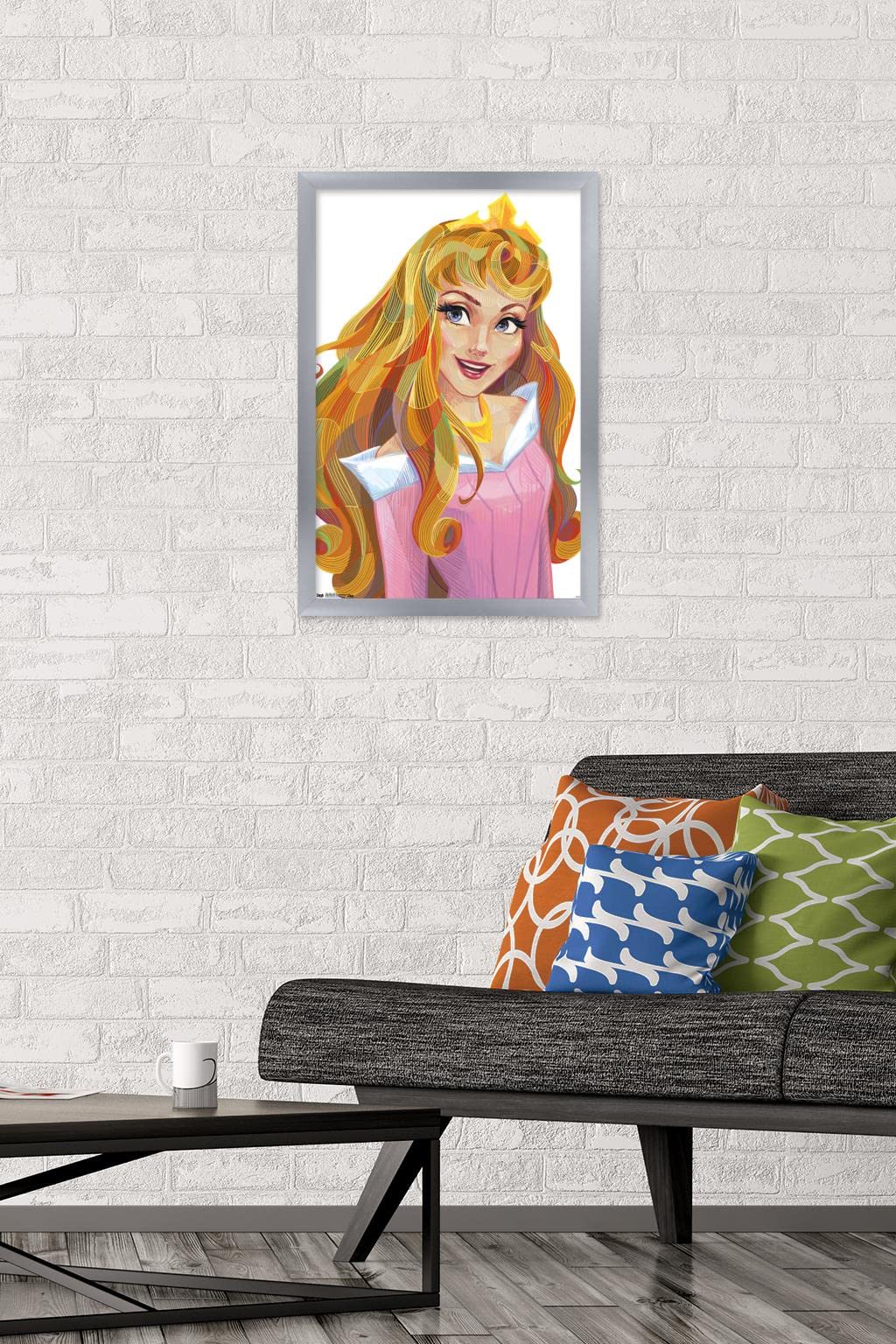 Trends International Disney Sleeping Beauty - Aurora - Stylized Wall Poster, 14.725'' X 22.375'', Silver Framed Version