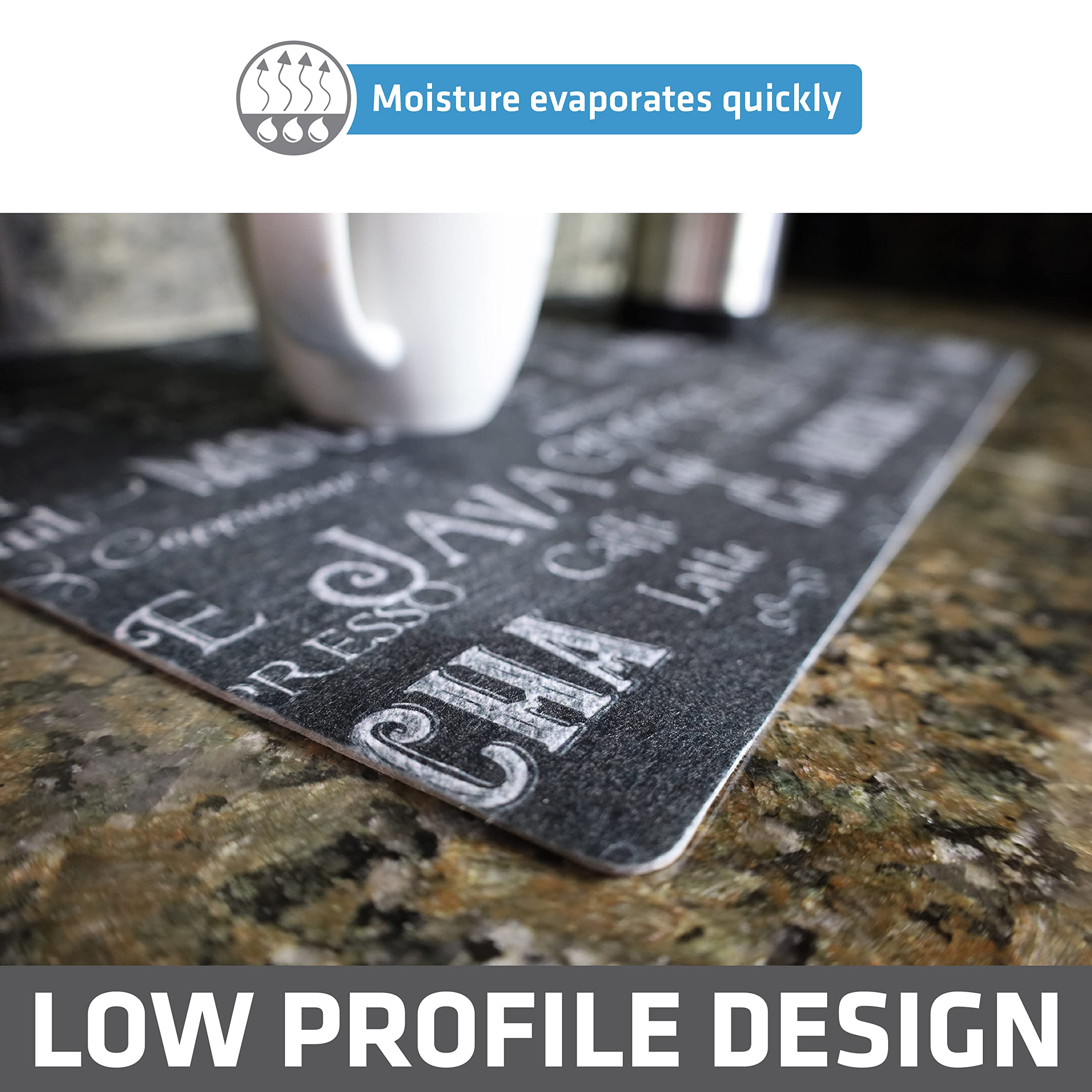 Drymate Coffee Maker Mat, (Coffee Station Bar Accessory) Protects Kitchen Countertops From Spills, Stains  Scratches - Absorbent