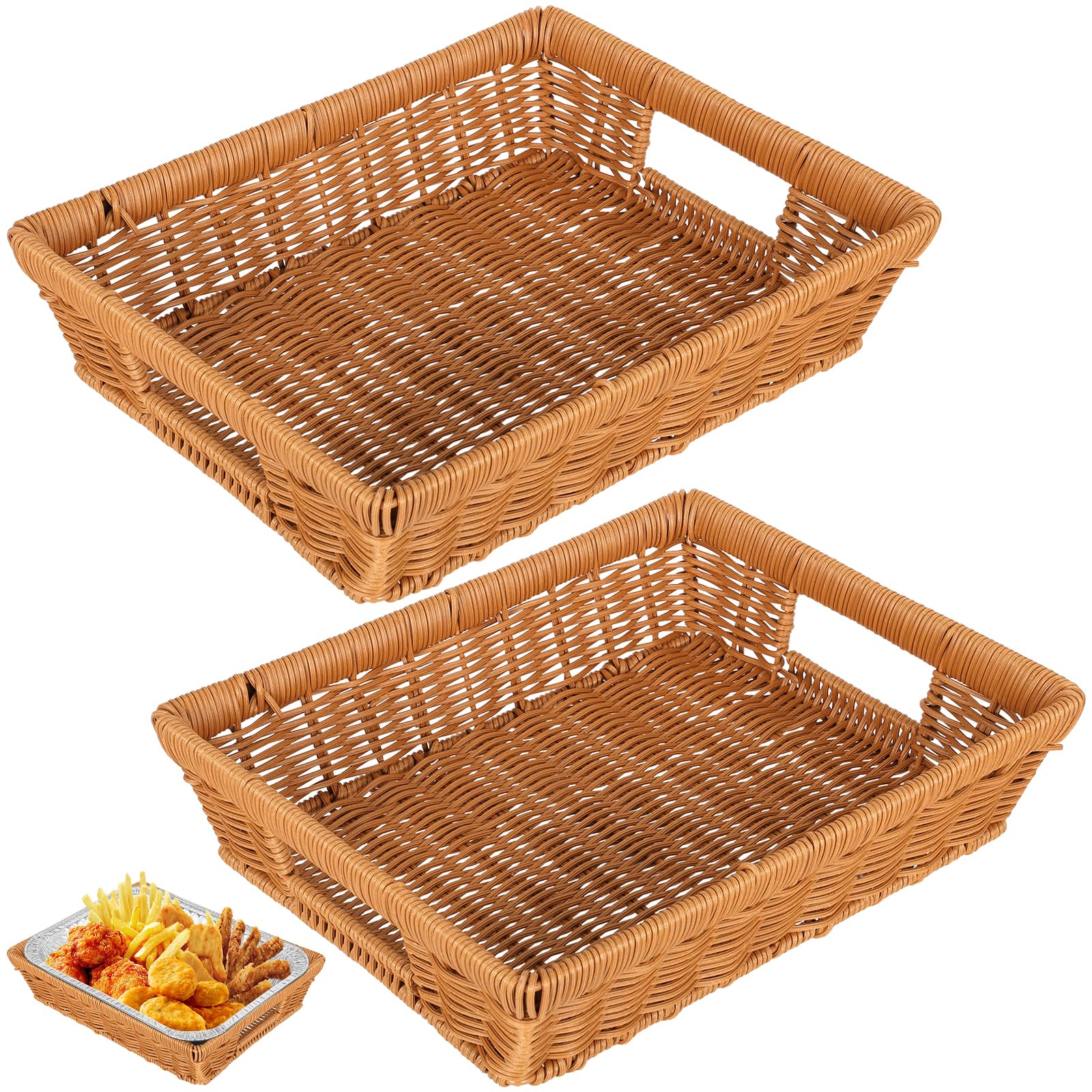 2 Pcs Baking Pan Holder, Wicker Serving Baskets Hot Dish, Bakeware Casserole Dish Baking Tins, Tabletop Food Serving Basket for 