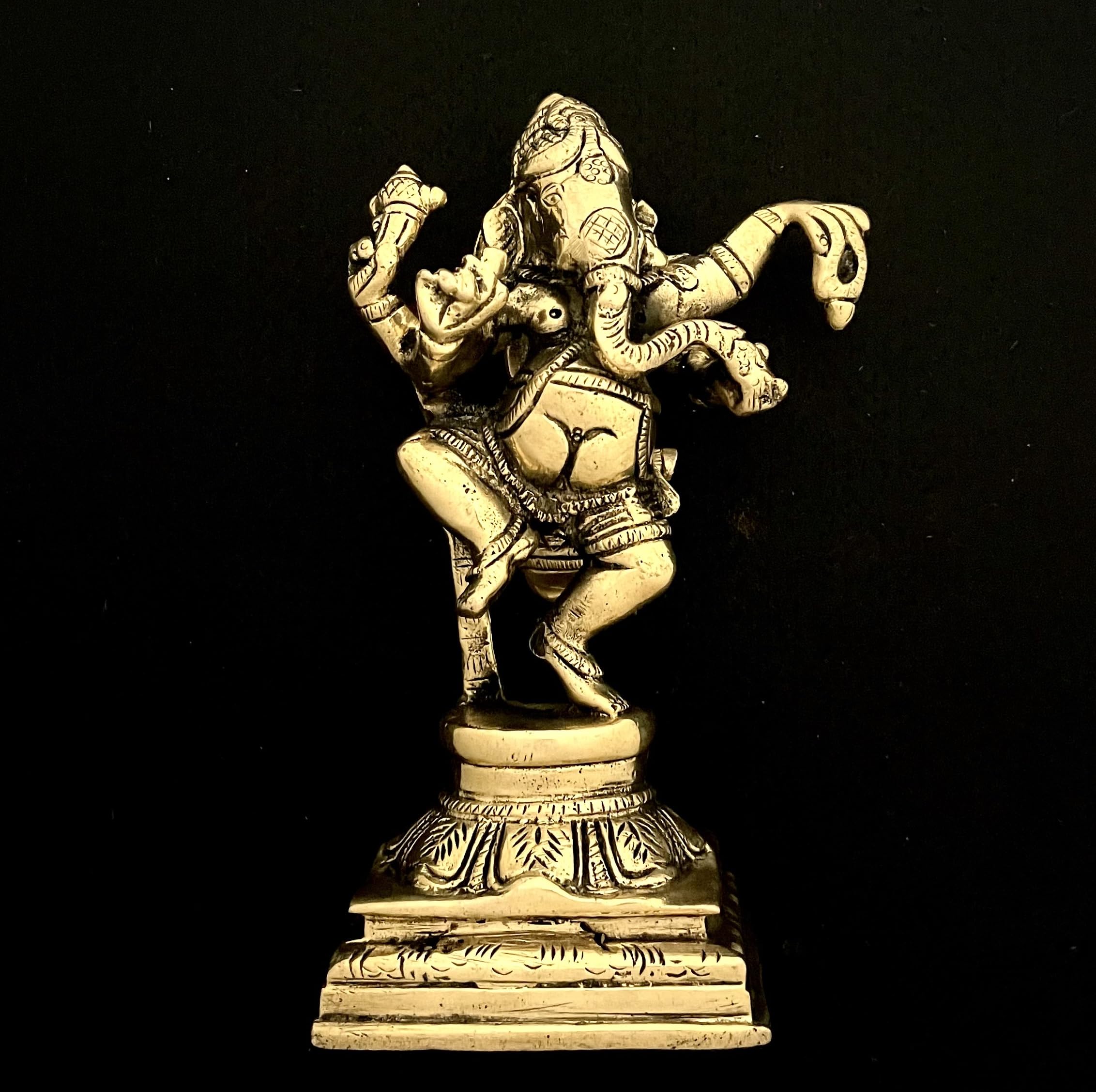 Puyangam Lord Dancing Ganesha Brass Idol | Narthana Vinayaga | For Puja | Festival | Gift | House Warming | Art Decor | Table To