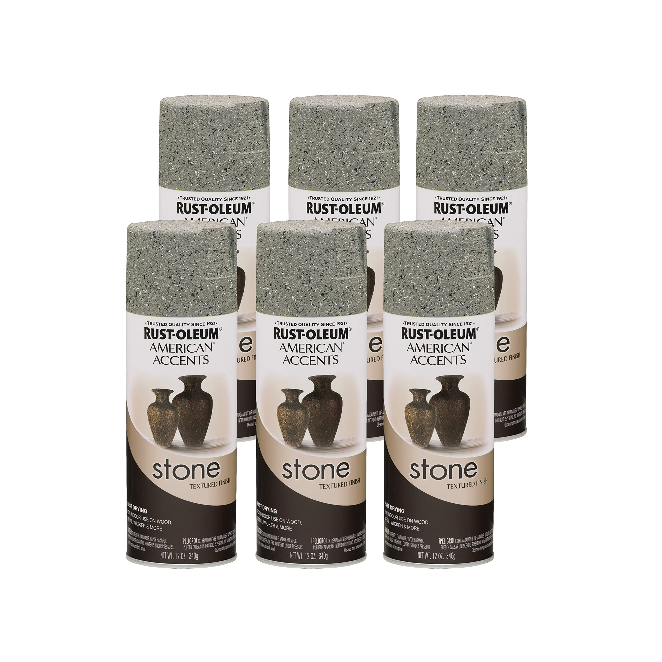 Rust-Oleum 7992830-6PK Stone Creations Spray Paint, 12 oz, Gray Stone, 6 Pack-New Condition
