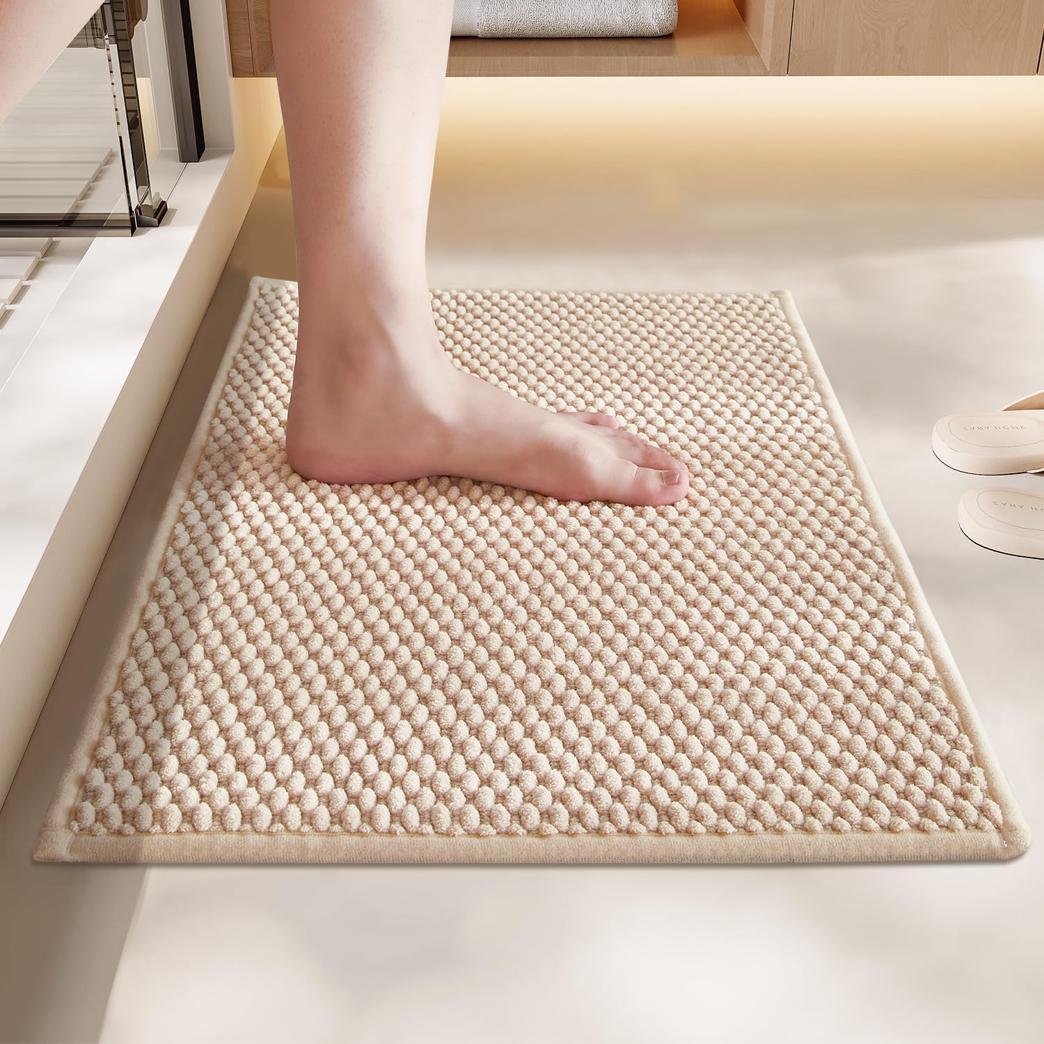 Bululom Bathroom Rug - Soft And Absorbent Chenille With Rubber Backing, Quick-Dry Mat Washable Runner Rug For Shower Floor, Bath