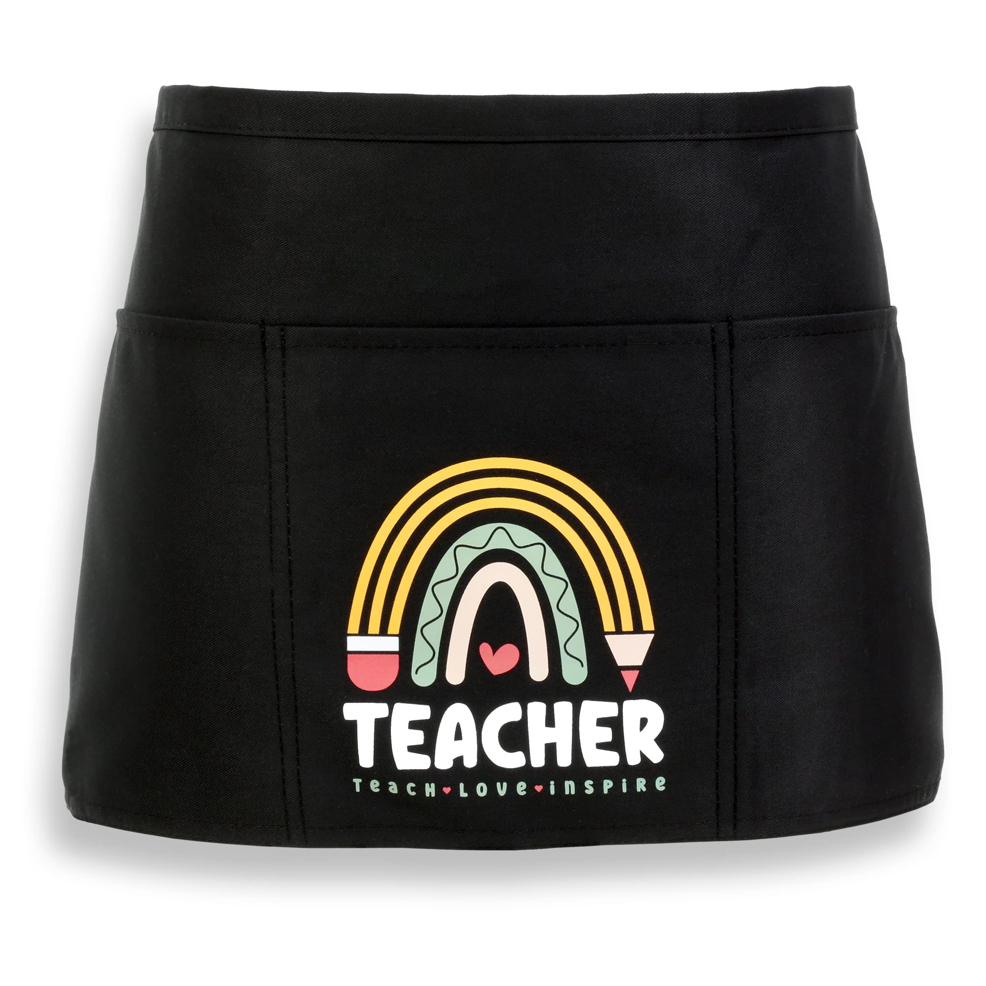 Plum Hill Teacher Apron With 3 Pockets  Teach Love Inspire Rainbow, School Apron For Teacher, Teacher Waist Apron  Classroom L