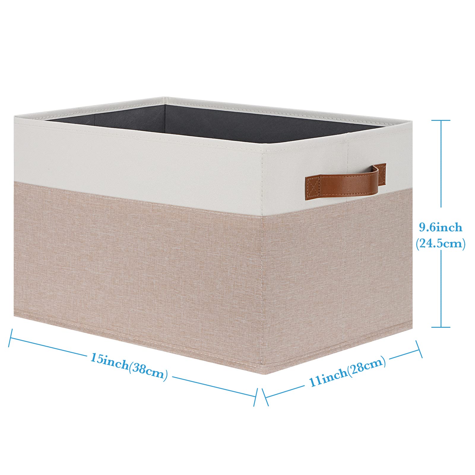 PFFVRP Large Fabric Storage Bins  Foldable Fabric Storage Baskets for Shelves  Sturdy Storage Boxes with PU Handles for Organizing Closet Home Bedroom Office (26L  3 Packs  Pink&White)